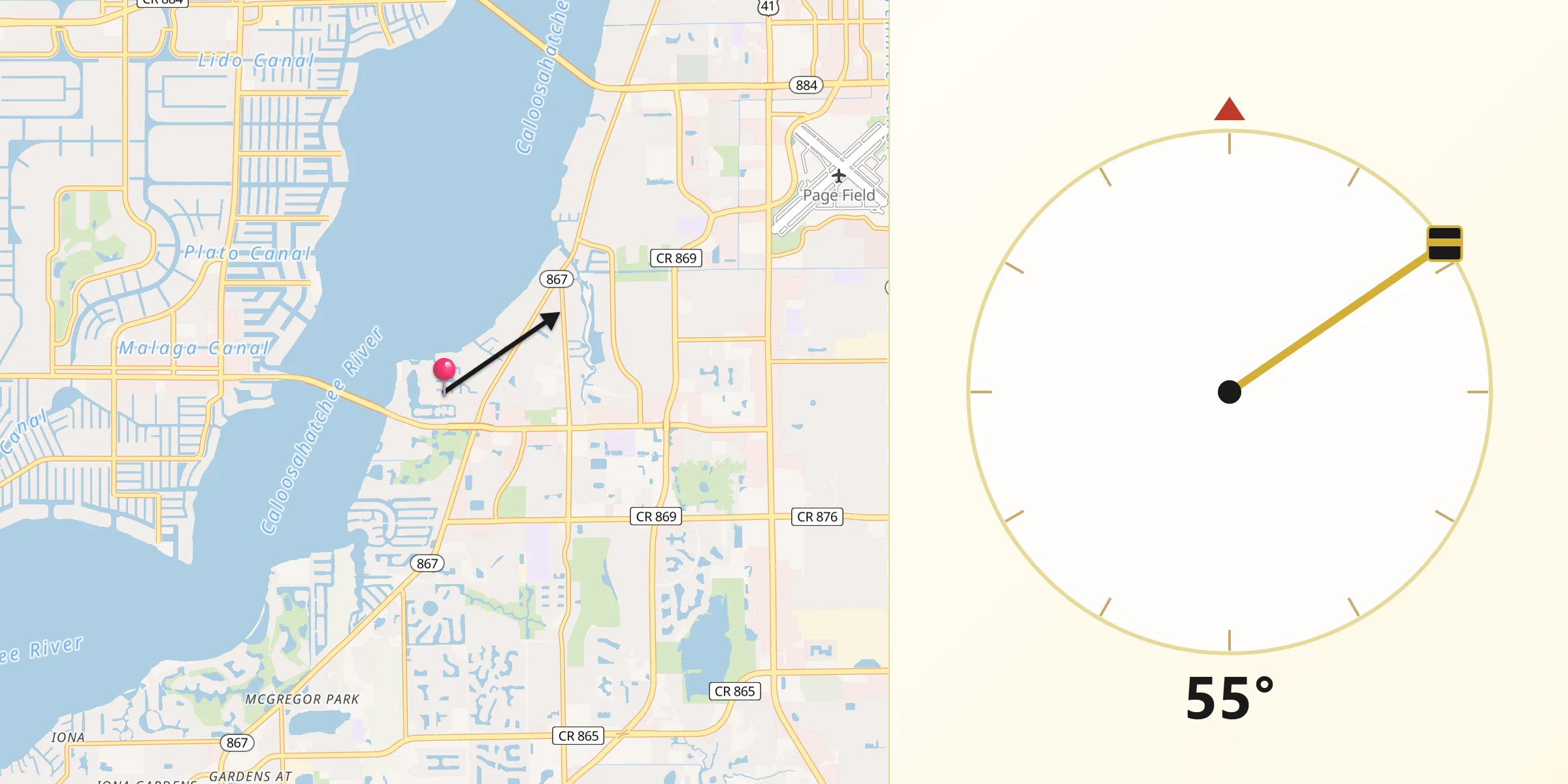 Qibla Direction from McGregor