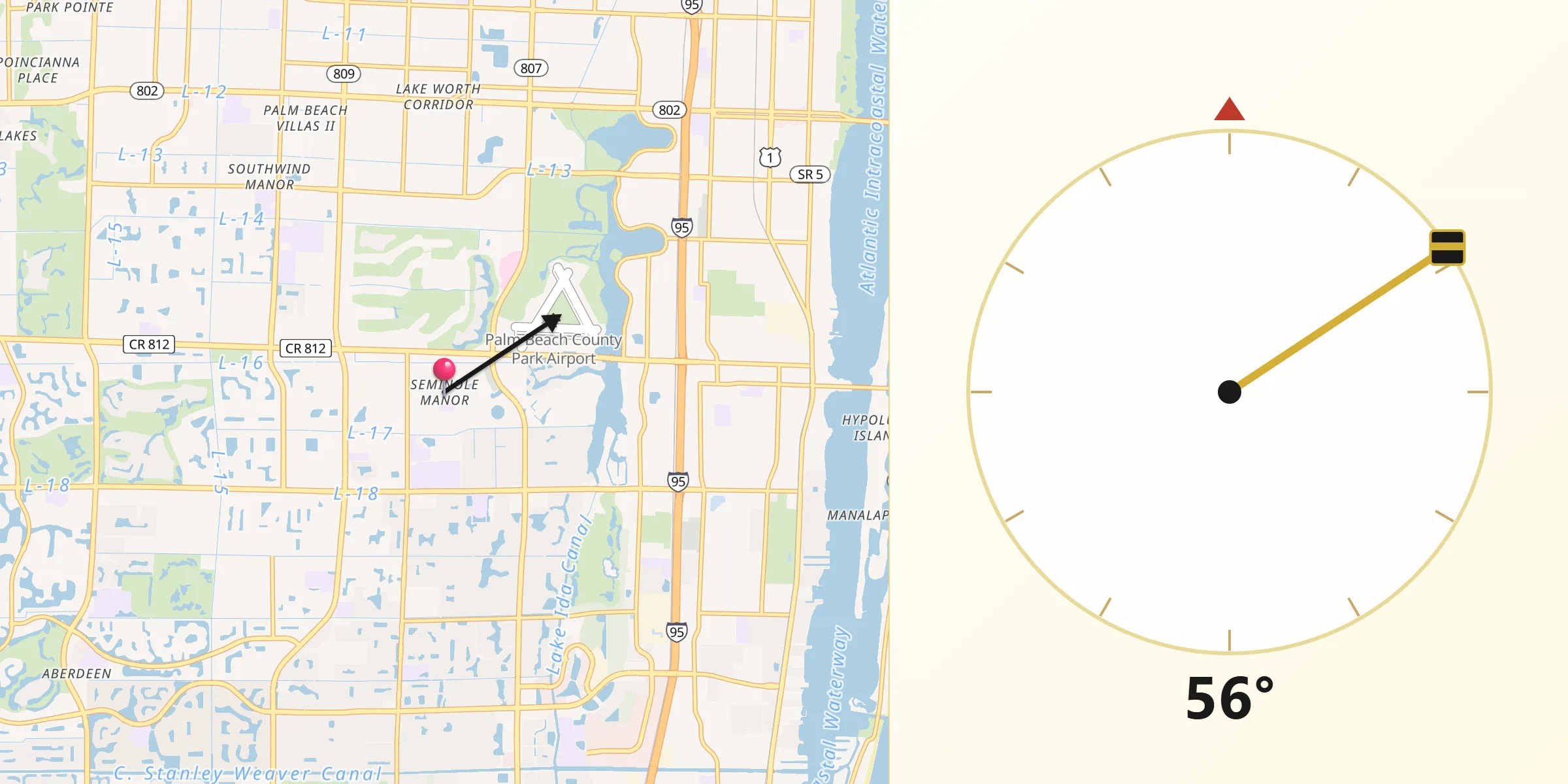 Qibla Direction from Seminole Manor