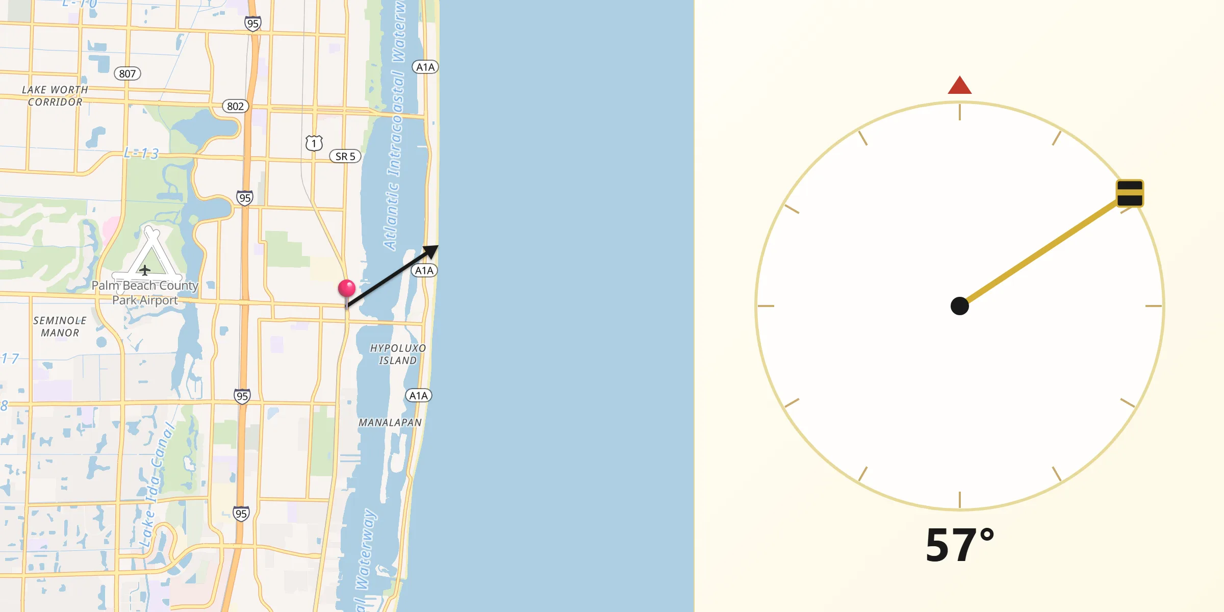 Qibla Direction from Lantana