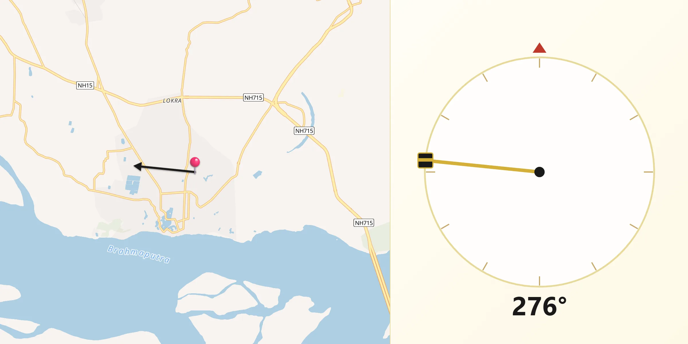 Qibla Direction from Tezpur