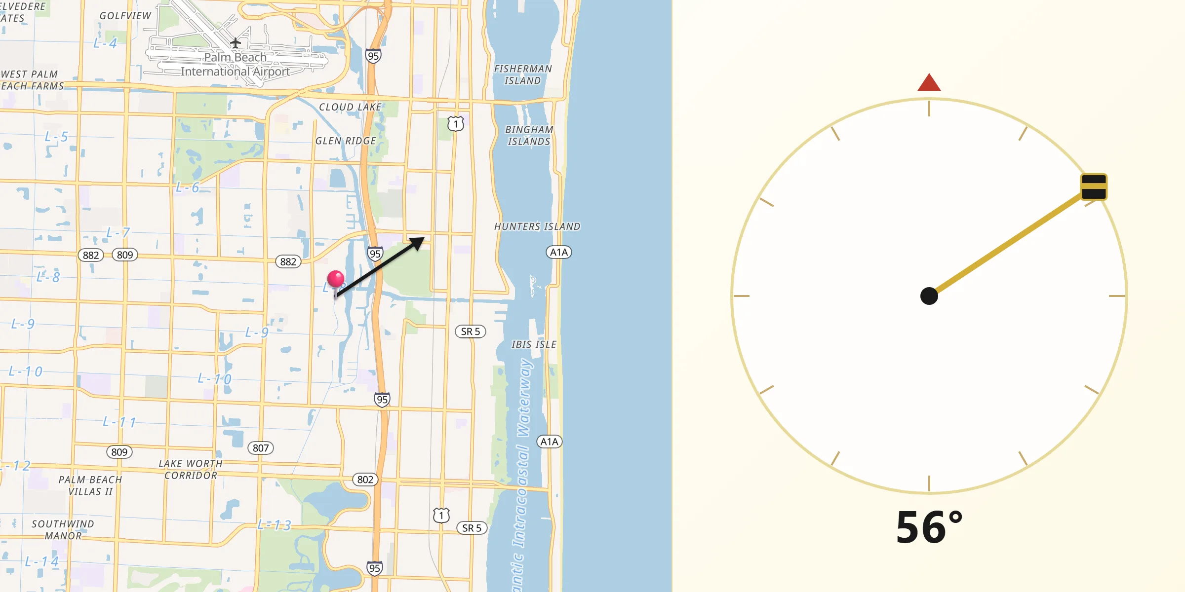 Qibla Direction from Lake Clarke Shores