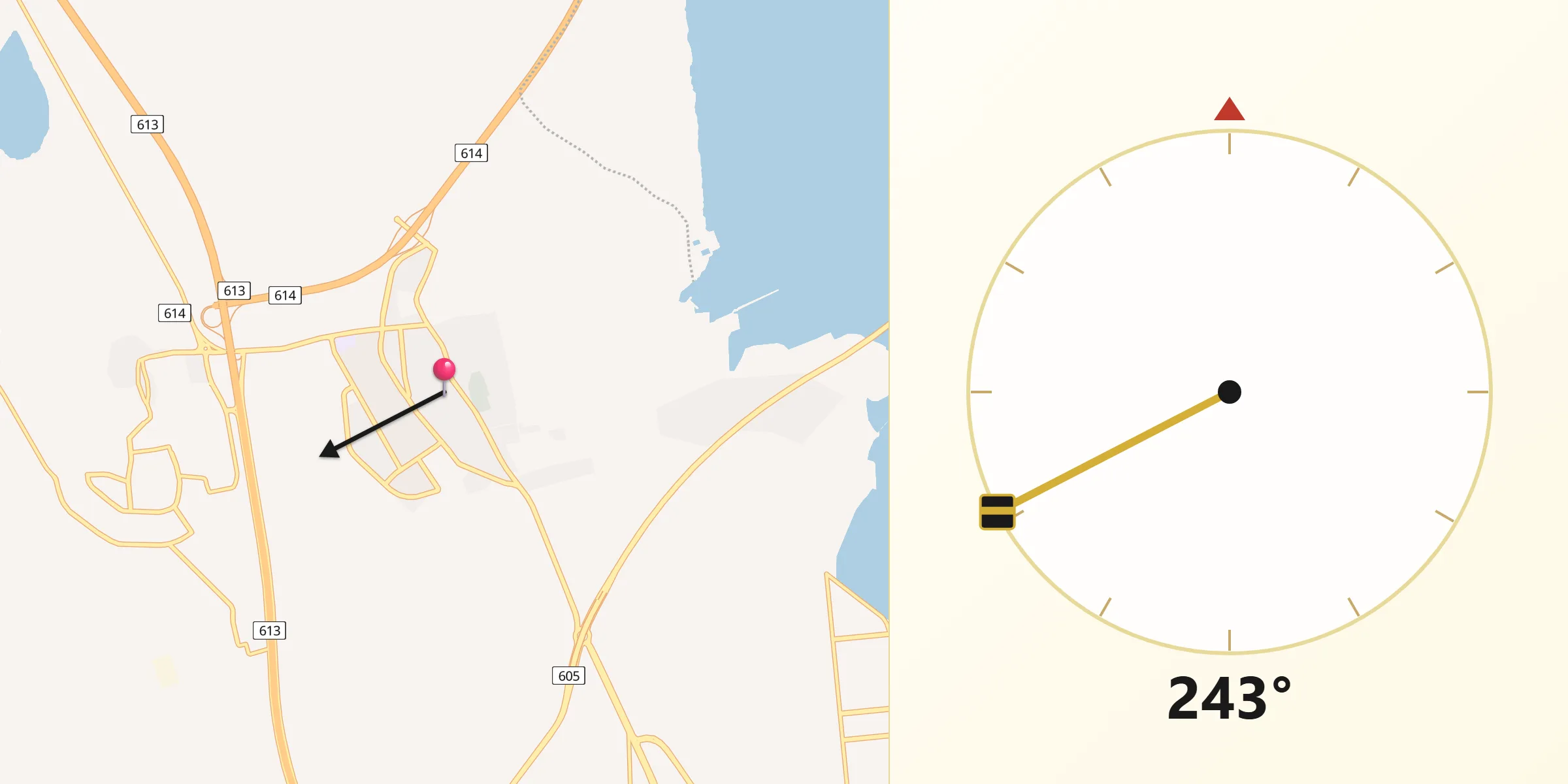 Direction vers la Qibla depuis Şafwá