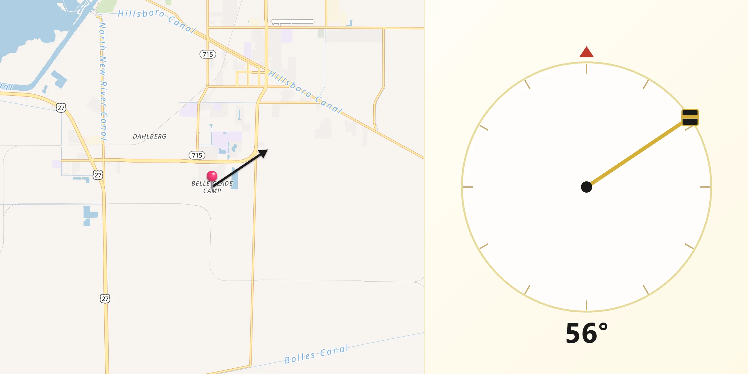 Qibla Direction from Belle Glade Camp