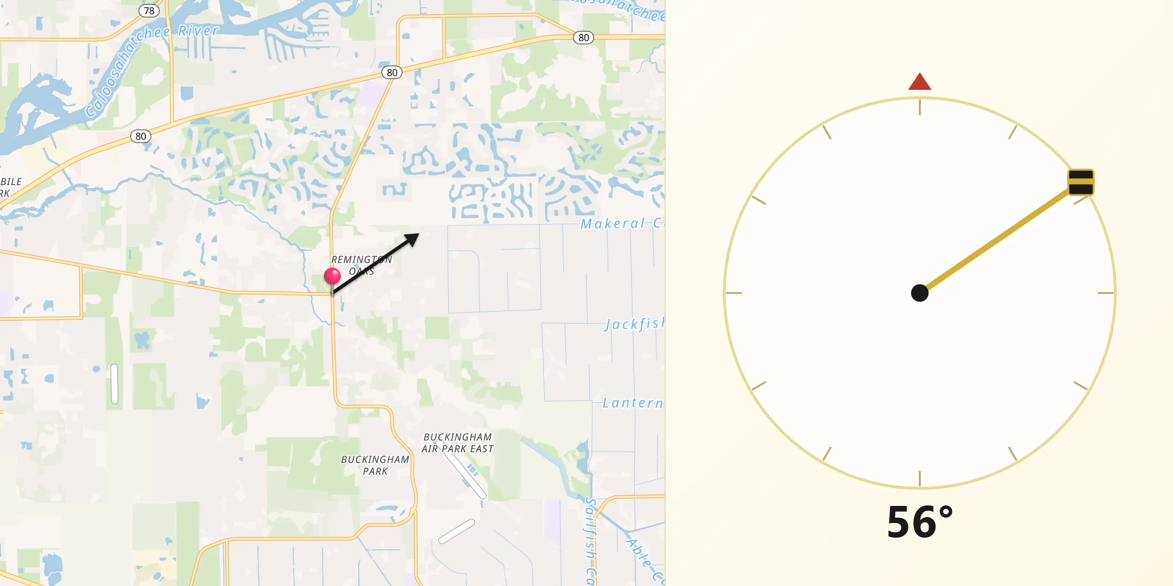Qibla Direction from Buckingham