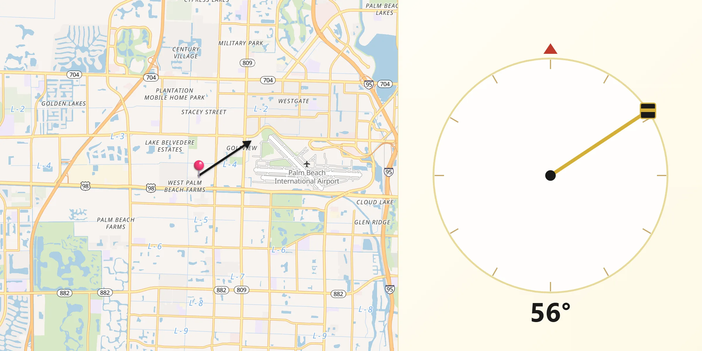 Qibla Direction from Royal Palm Estates
