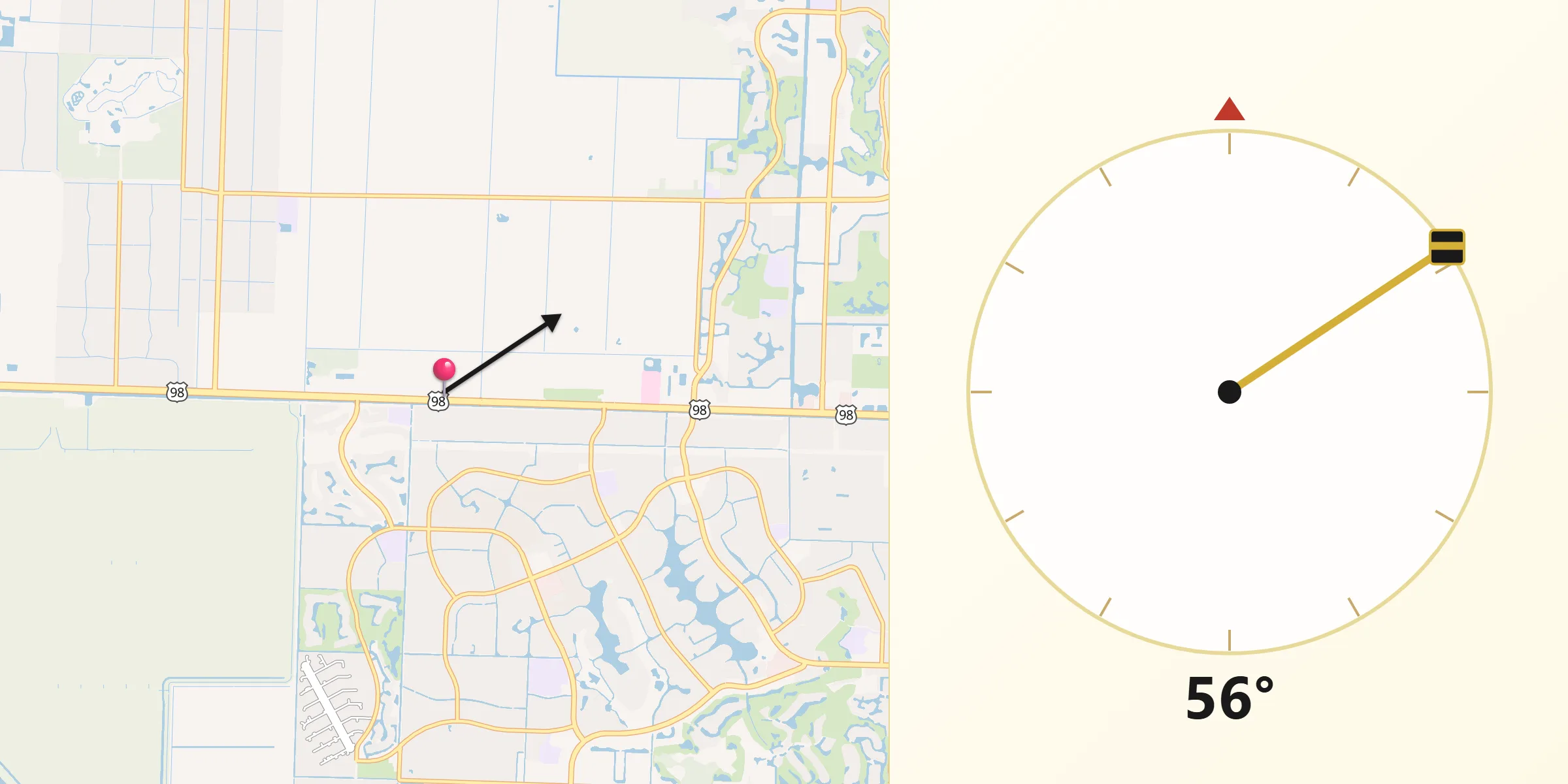 Qibla Direction from Loxahatchee Groves