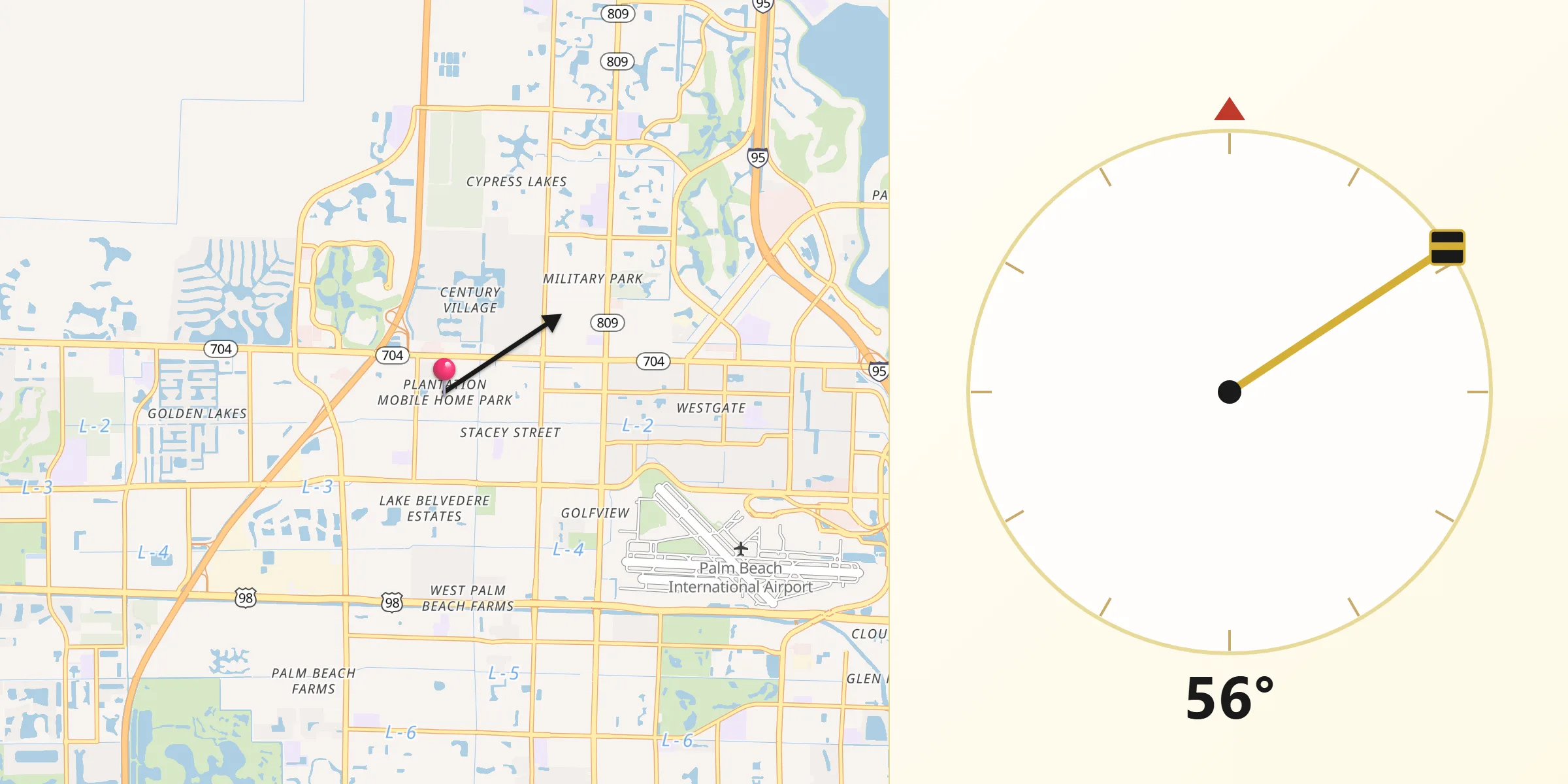 Qibla Direction from Plantation Mobile Home Park