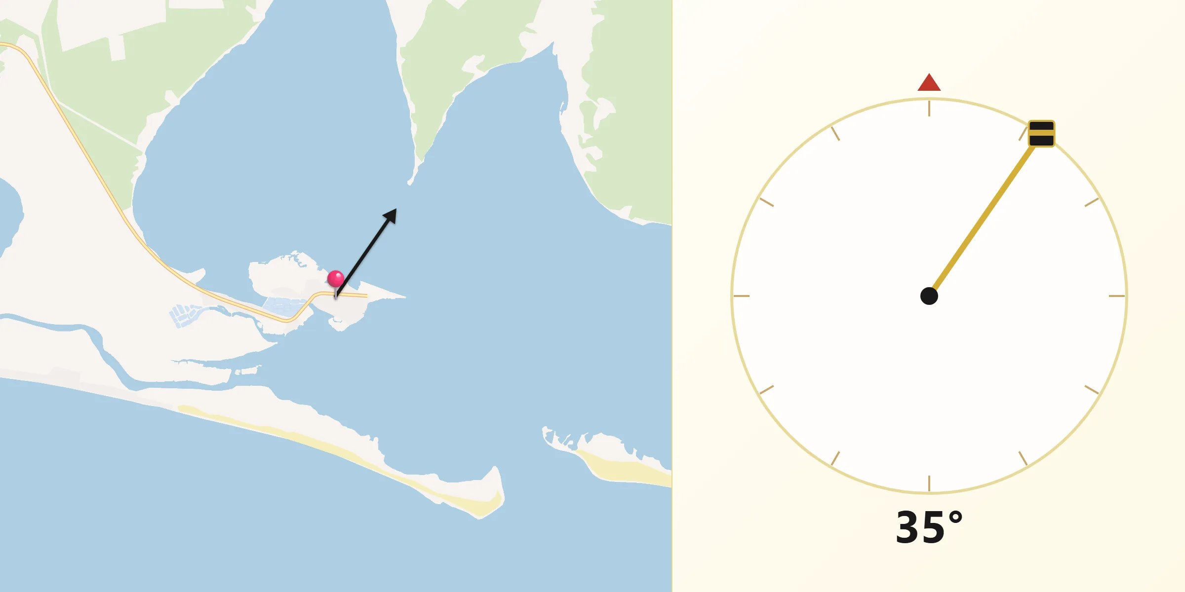 Dirección de la Qibla desde Yavaros