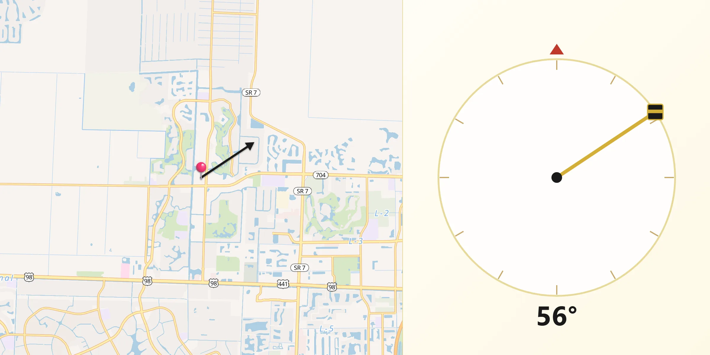 Qibla Direction from Royal Palm Beach