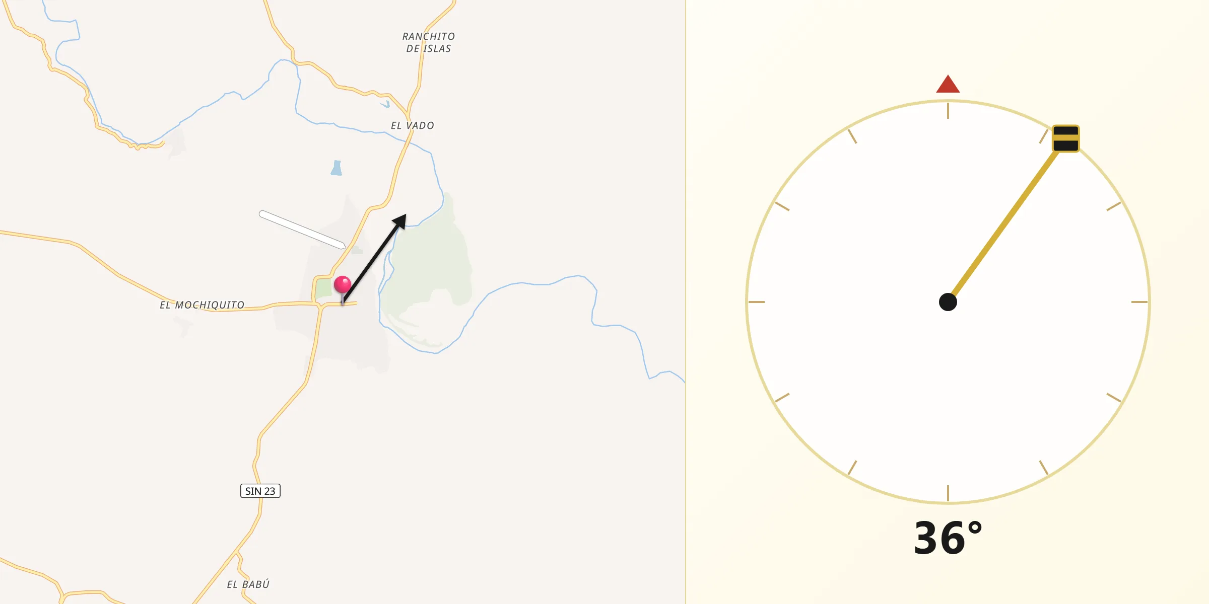 Dirección de la Qibla desde Choix