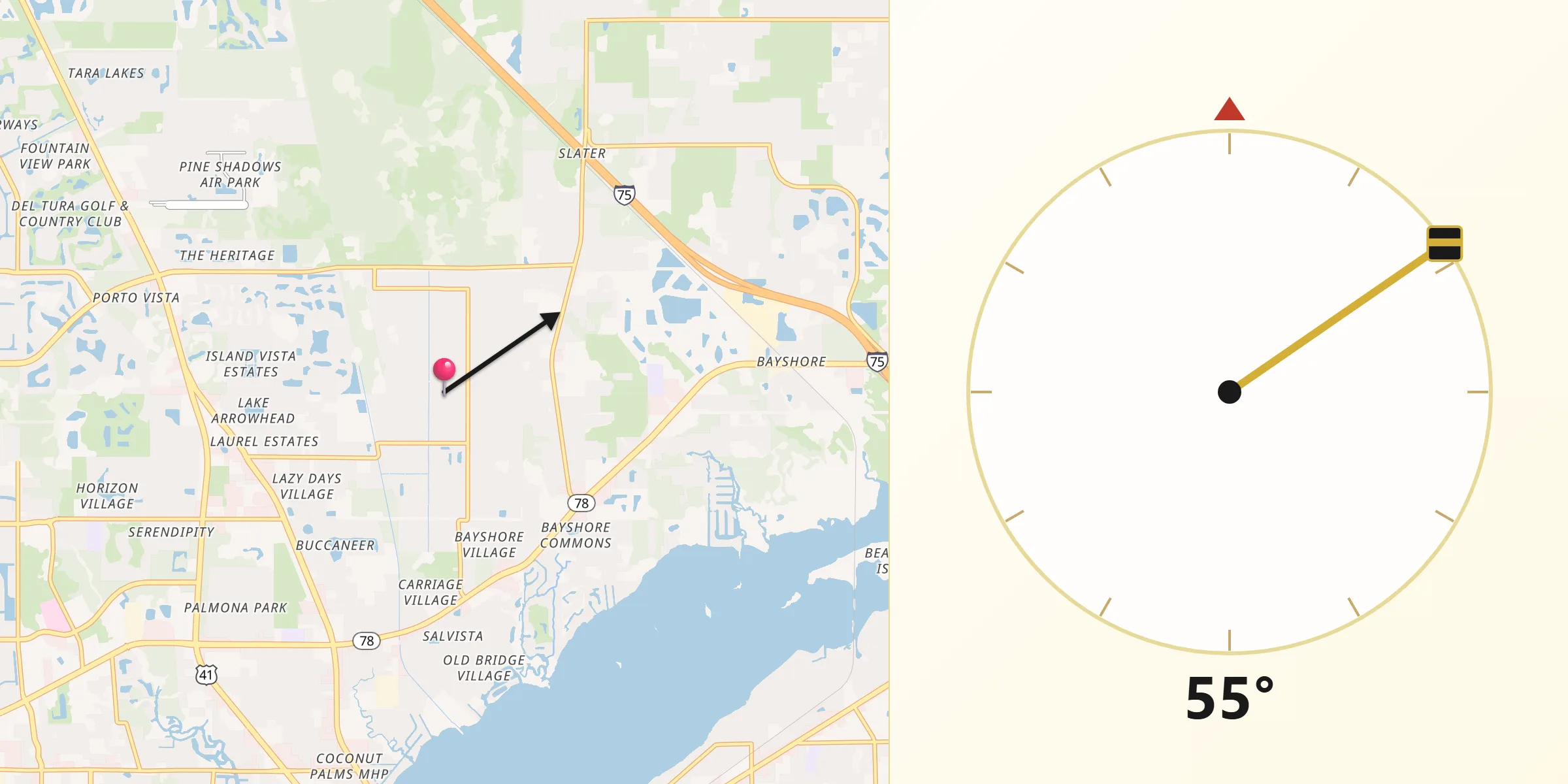 Qibla Direction from Suncoast Estates