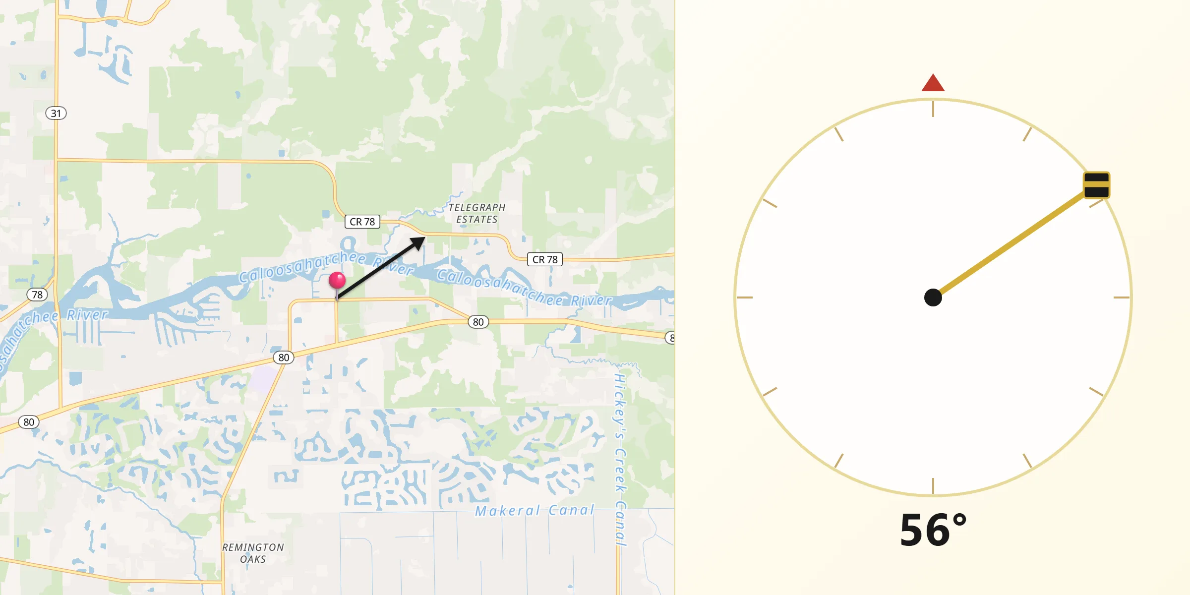 Qibla Direction from Olga