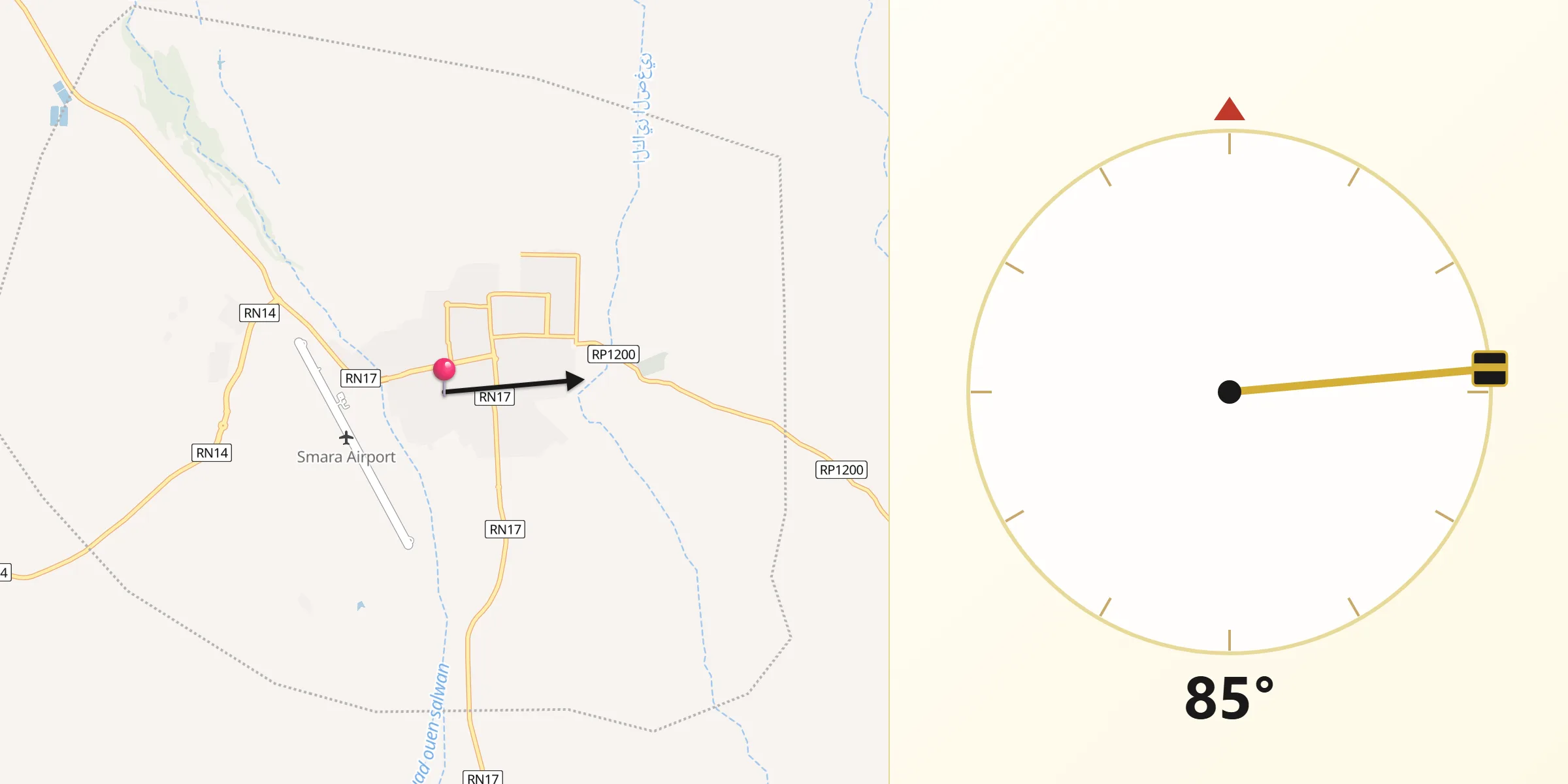 Direction vers la Qibla depuis Smara