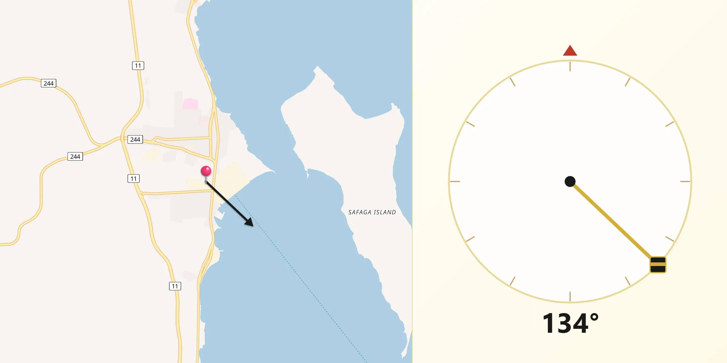 Direction vers la Qibla depuis Port Safaga