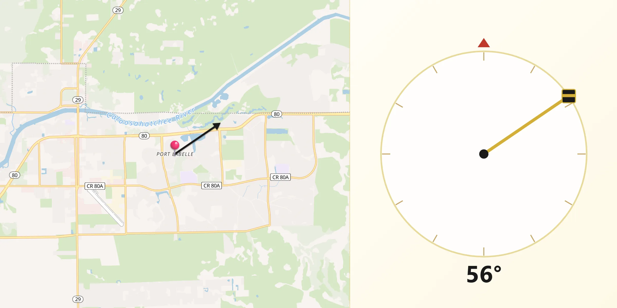 Qibla Direction from Port LaBelle