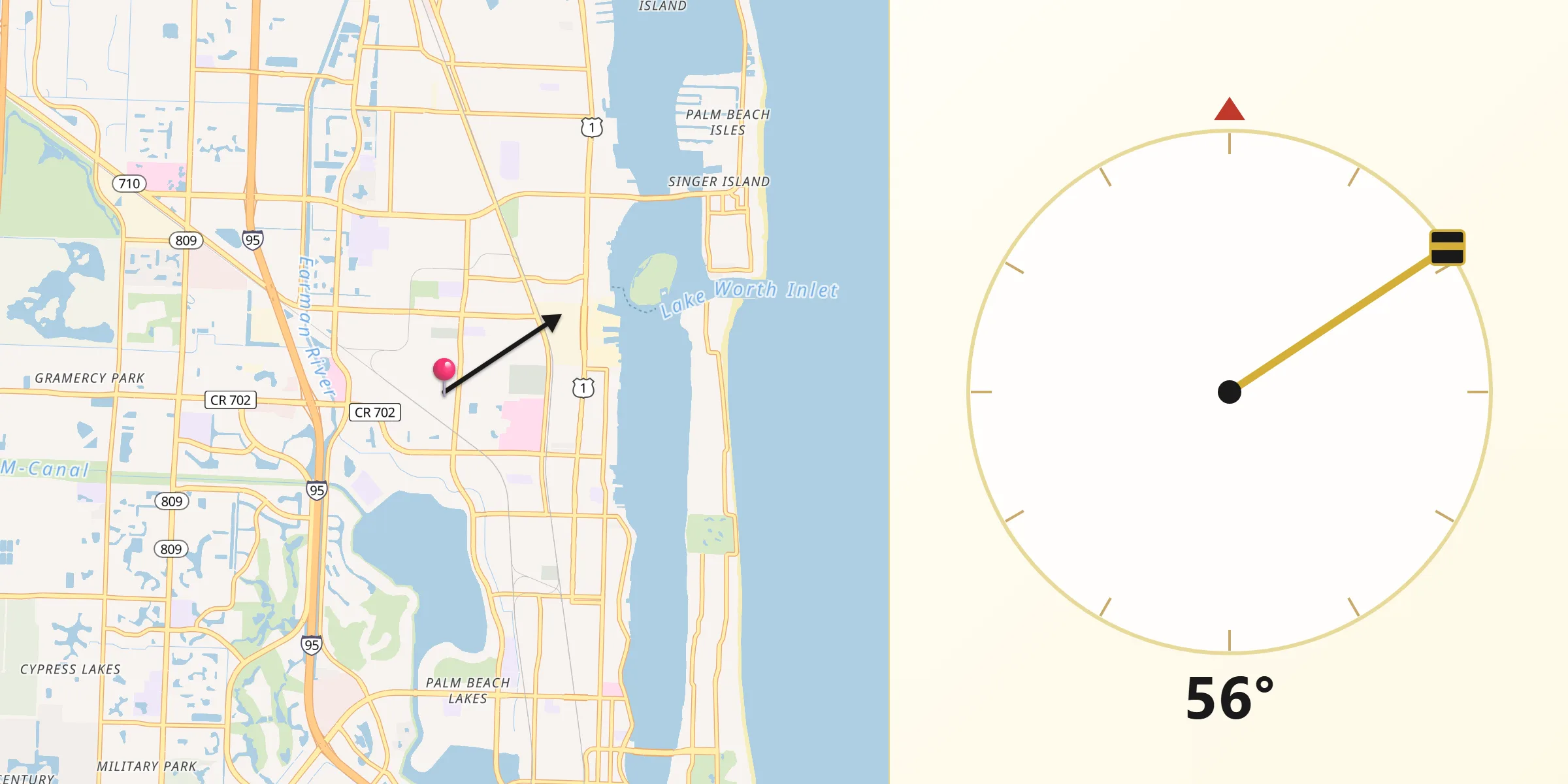 Qibla Direction from Mangonia Park