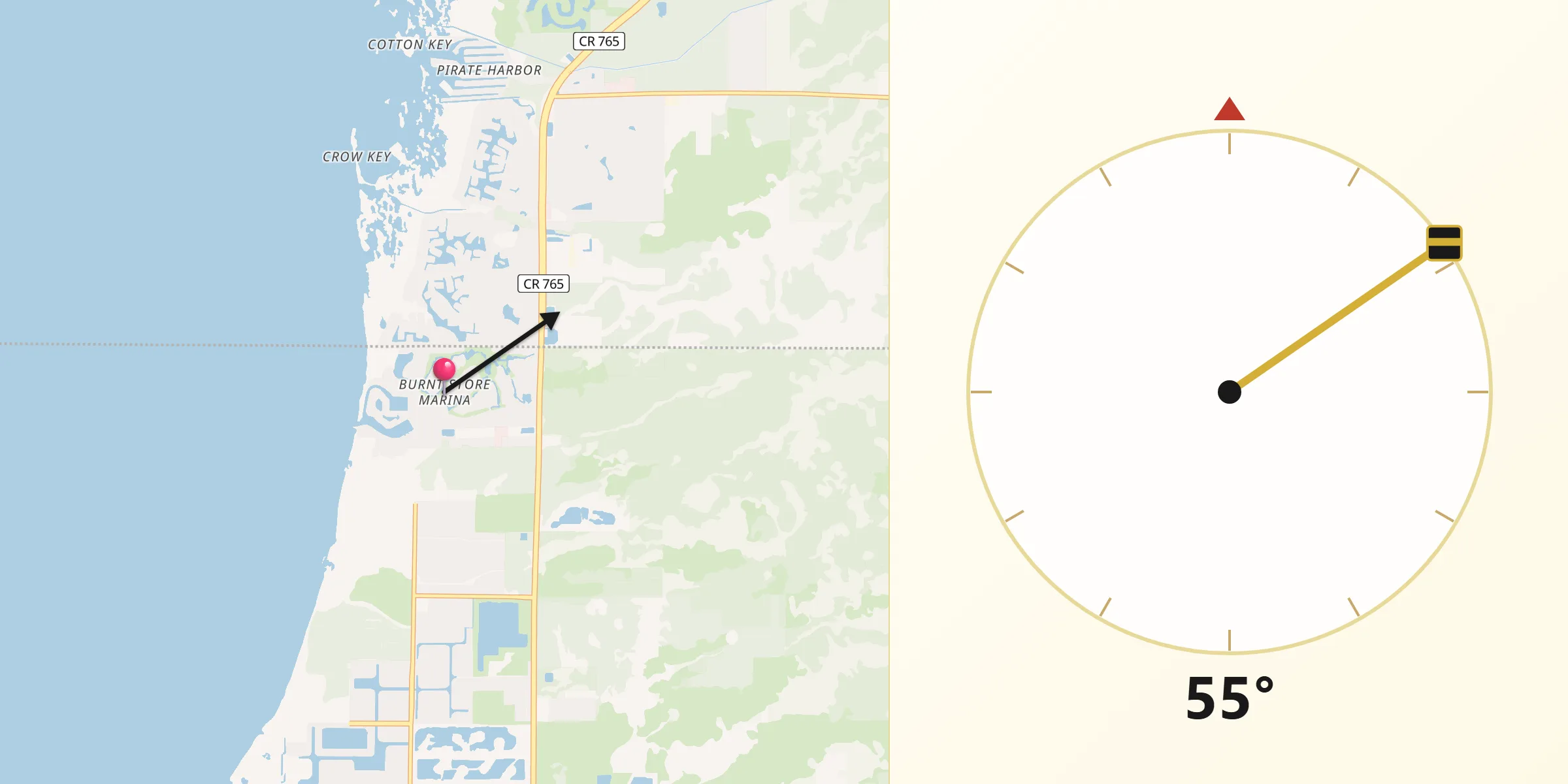 Qibla Direction from Burnt Store Marina