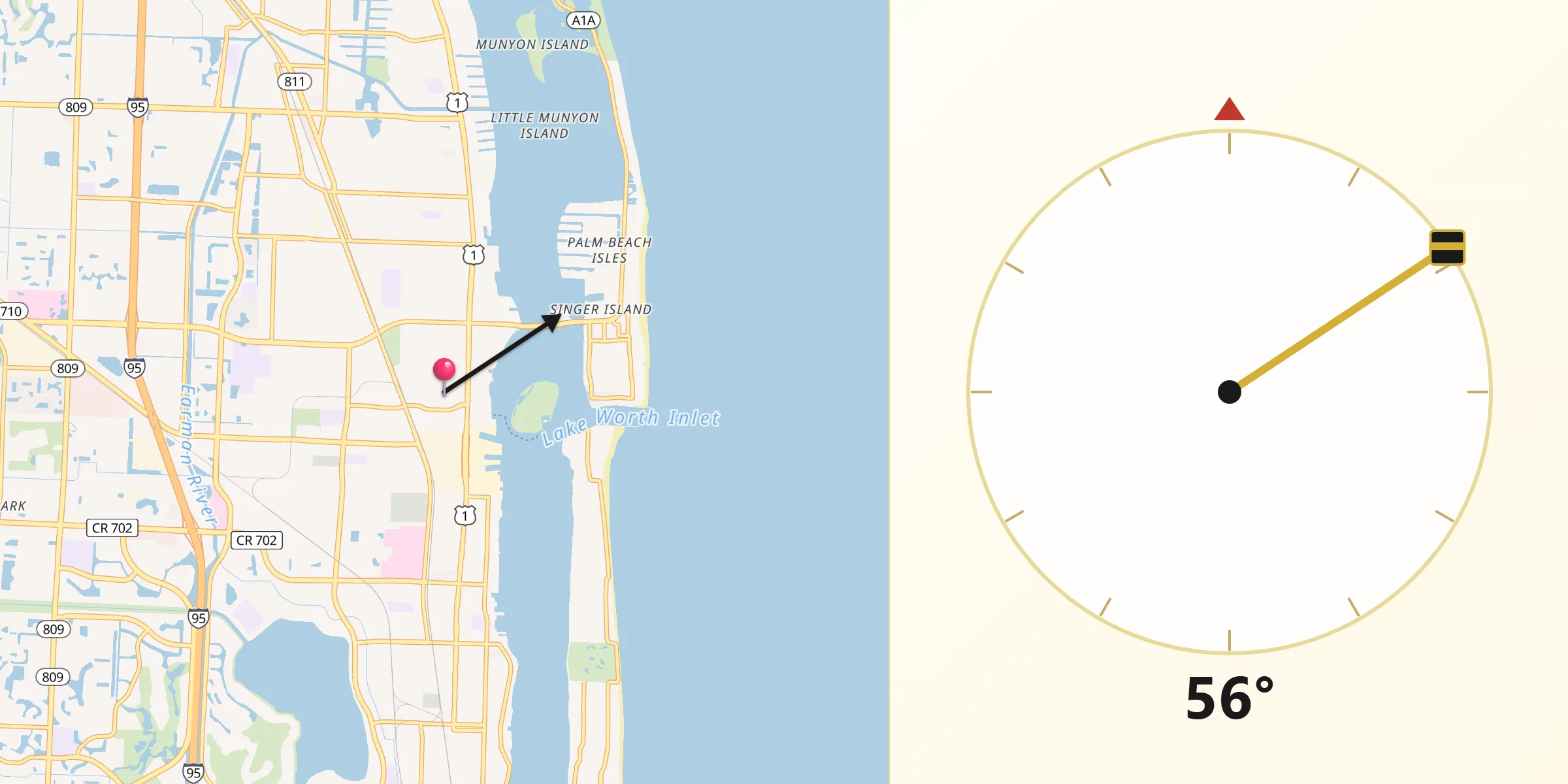 Qibla Direction from Riviera Beach