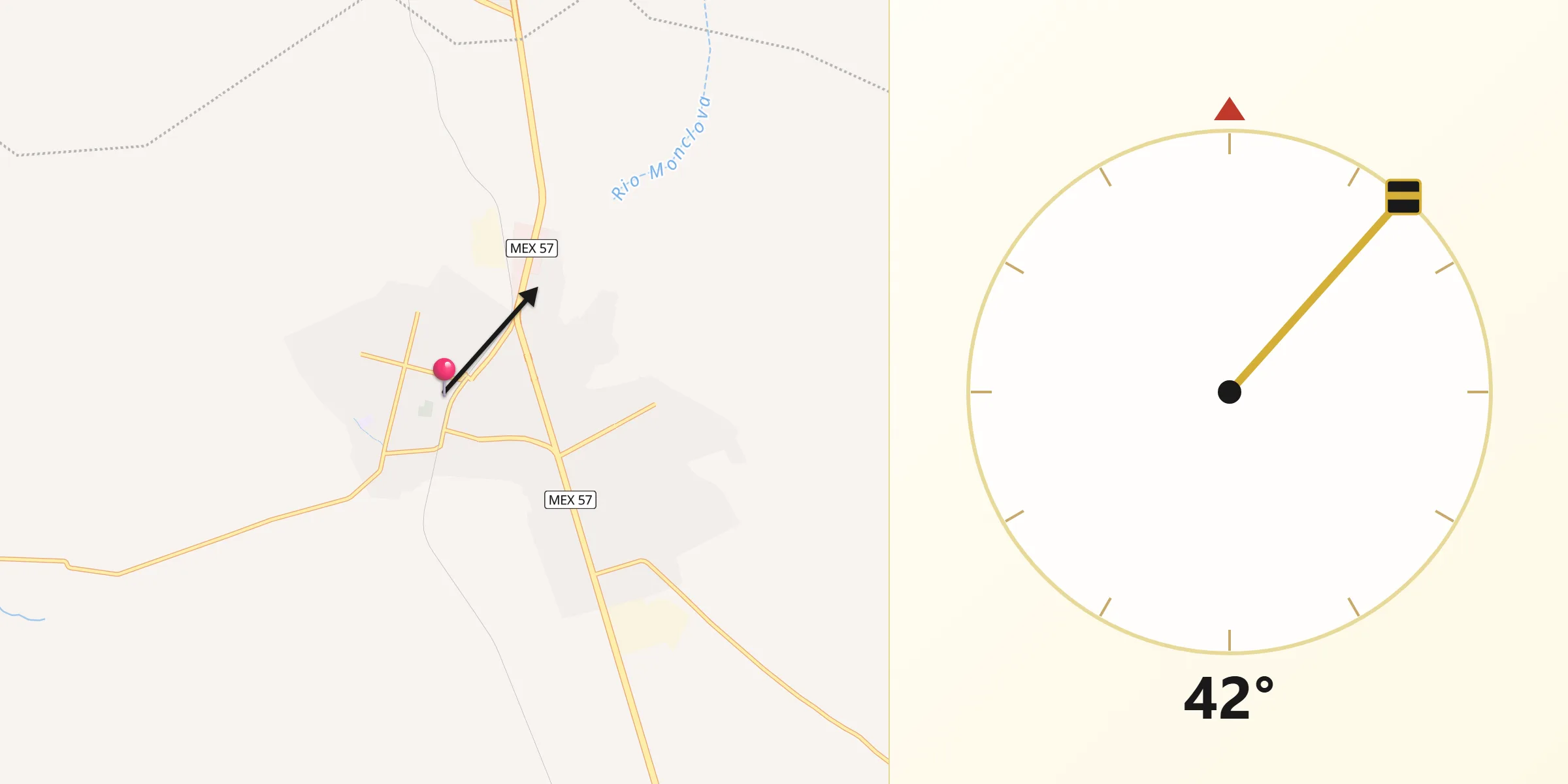 Dirección de la Qibla desde Castaños