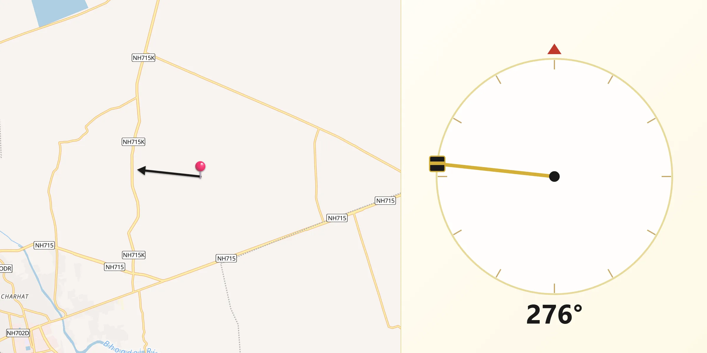 Qibla Direction from Jorhat