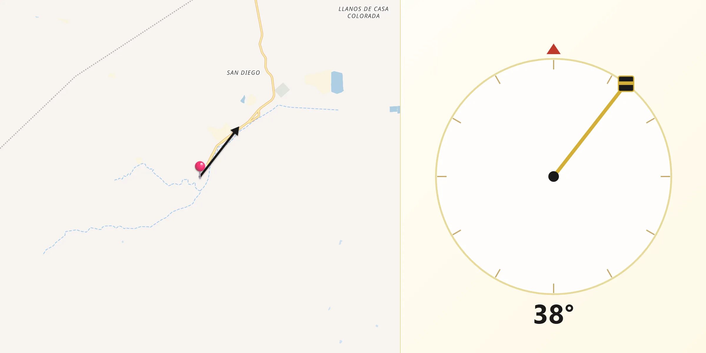 Dirección de la Qibla desde Santa Bárbara