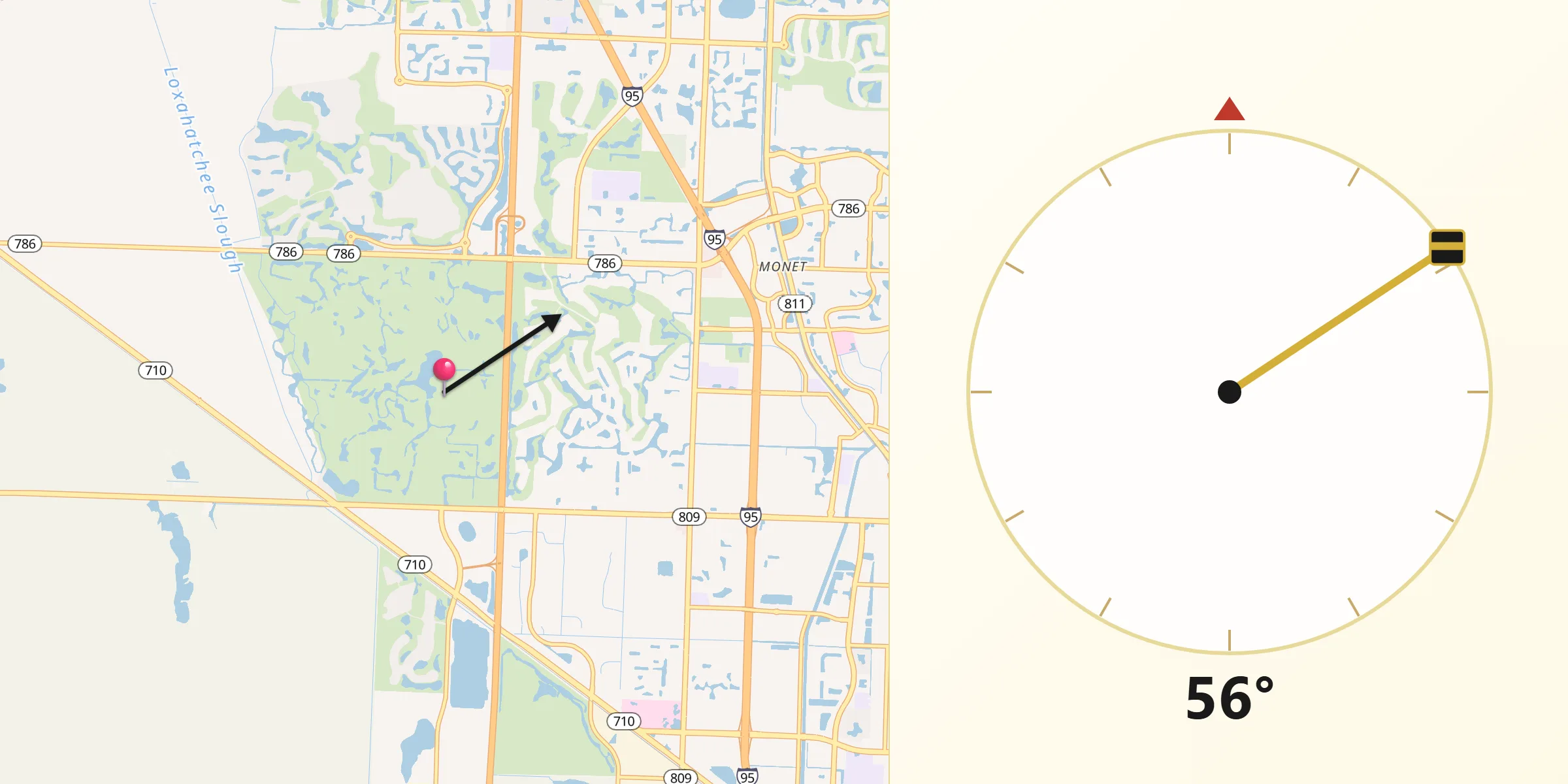 Qibla Direction from Palm Beach Gardens