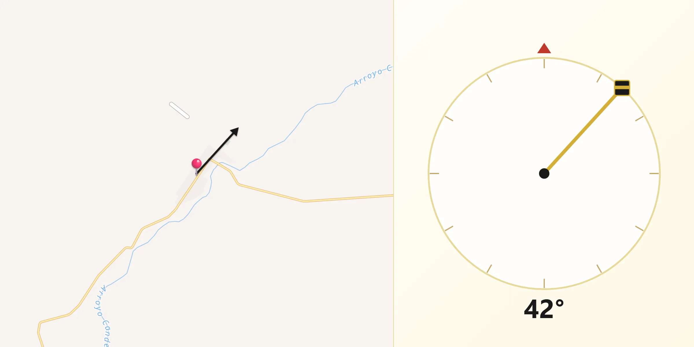 Dirección de la Qibla desde Candela