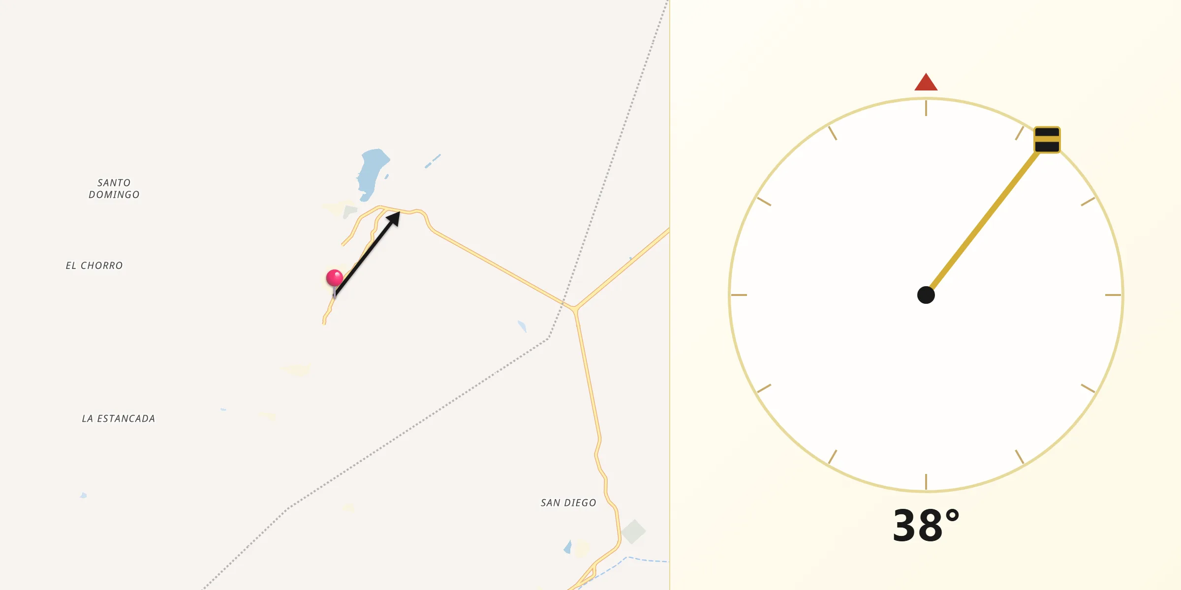Dirección de la Qibla desde El Oro