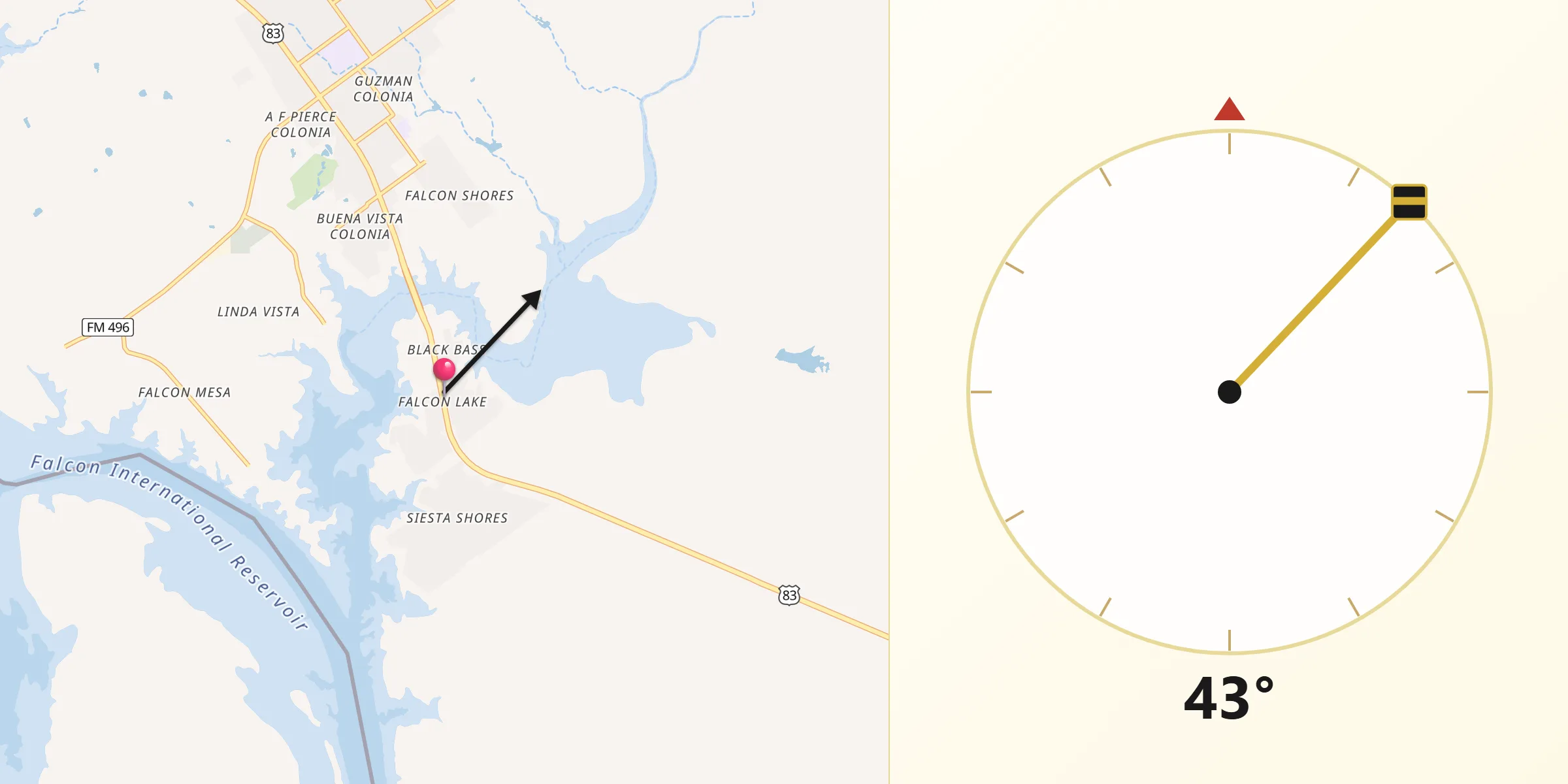 Qibla Direction from Falcon Lake Estates
