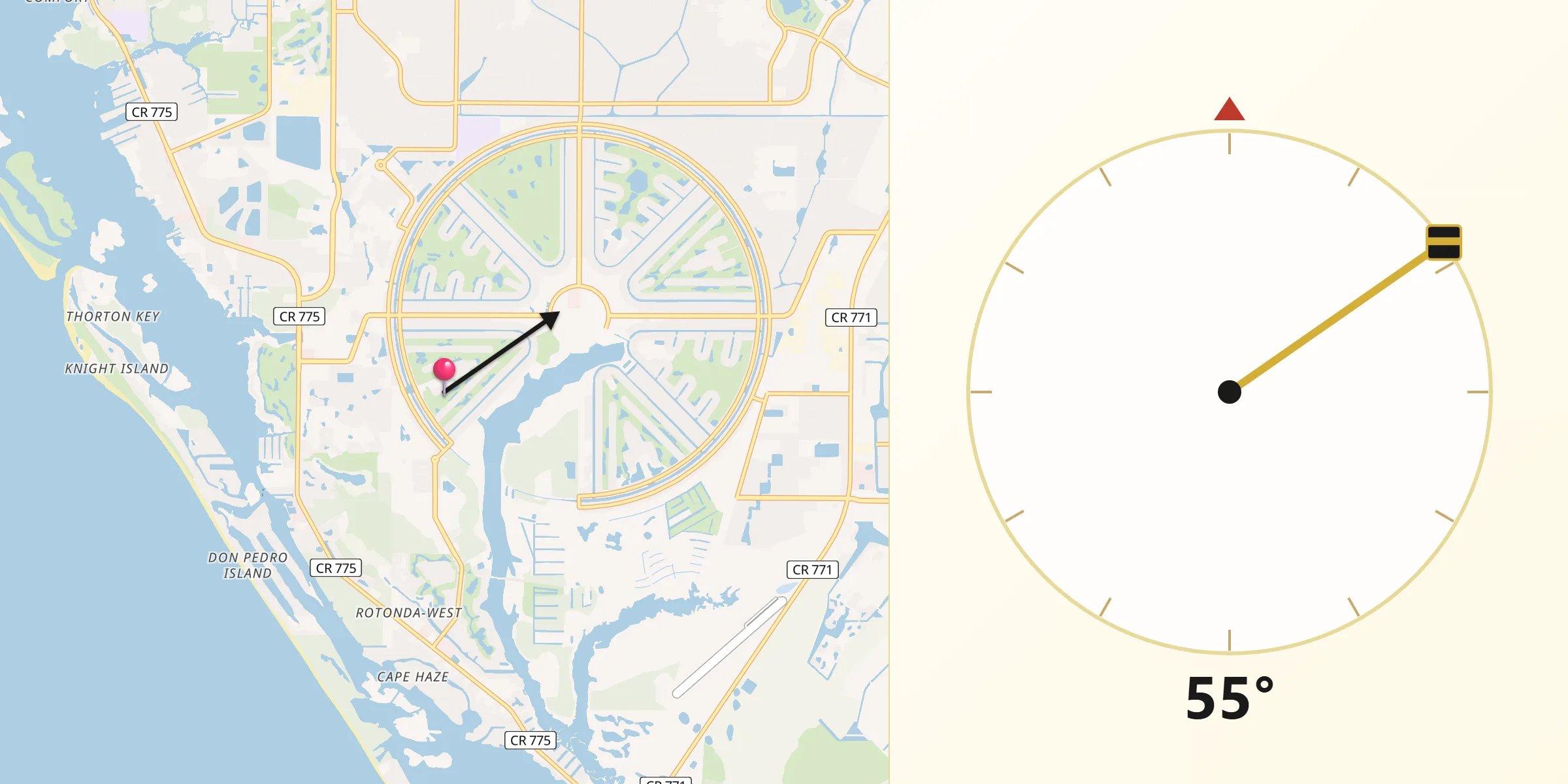 Qibla Direction from Rotonda West