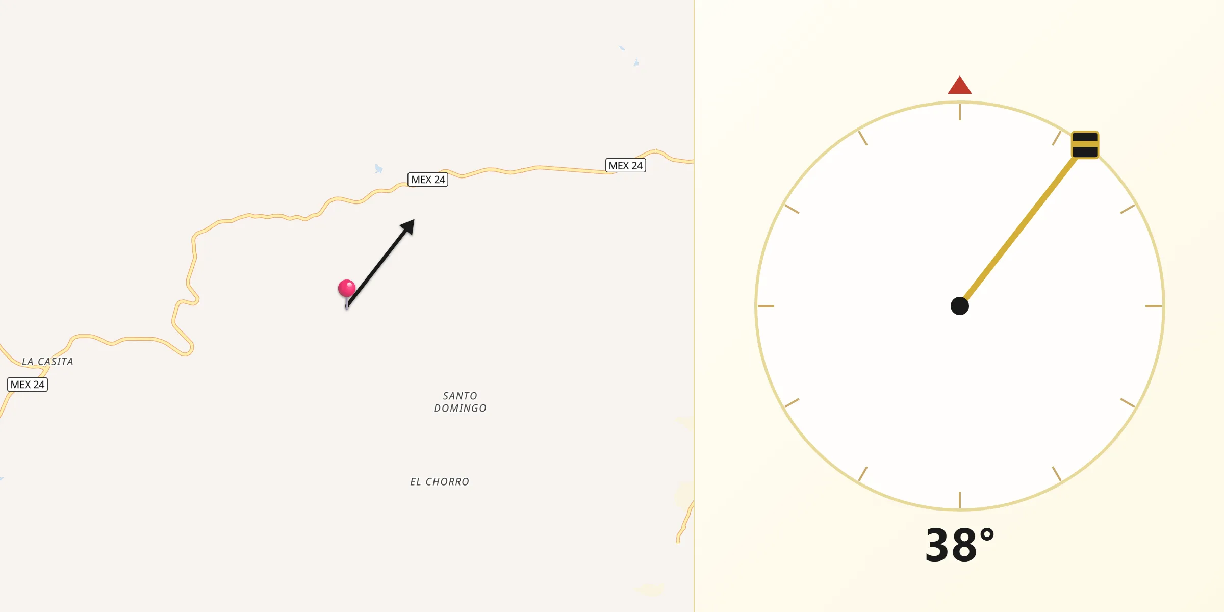 Dirección de la Qibla desde San Francisco del Oro
