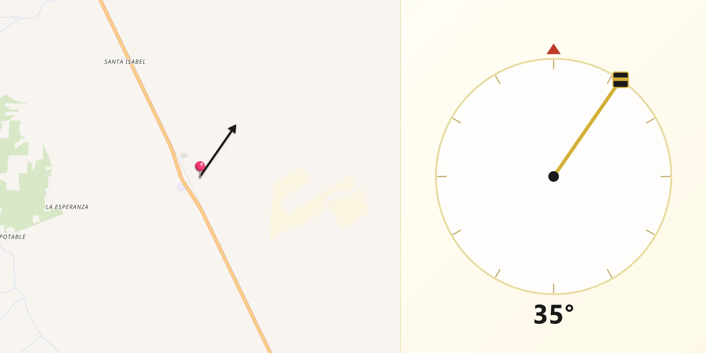 Dirección de la Qibla desde Bacabachi