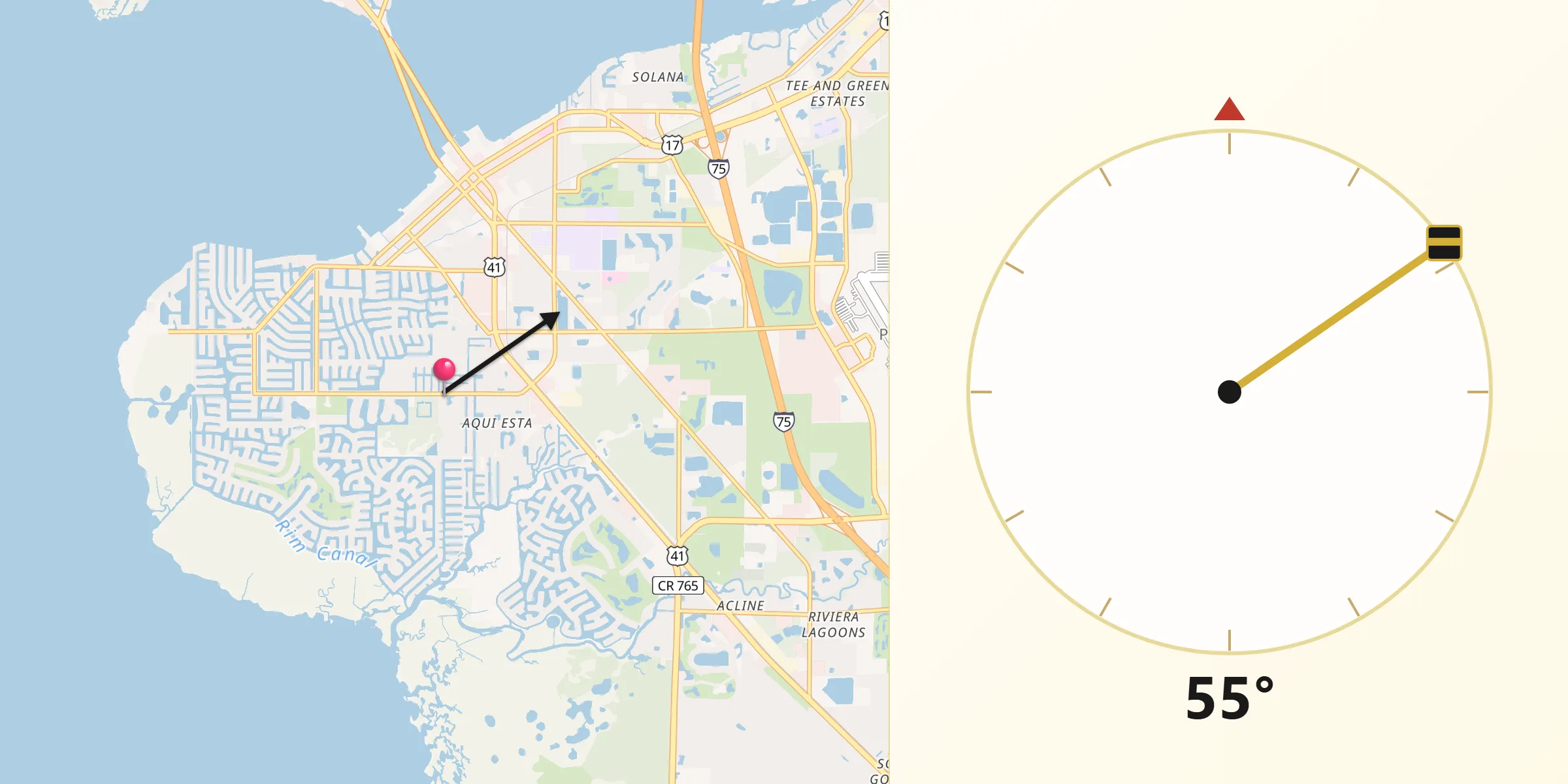 Qibla Direction from Charlotte Park