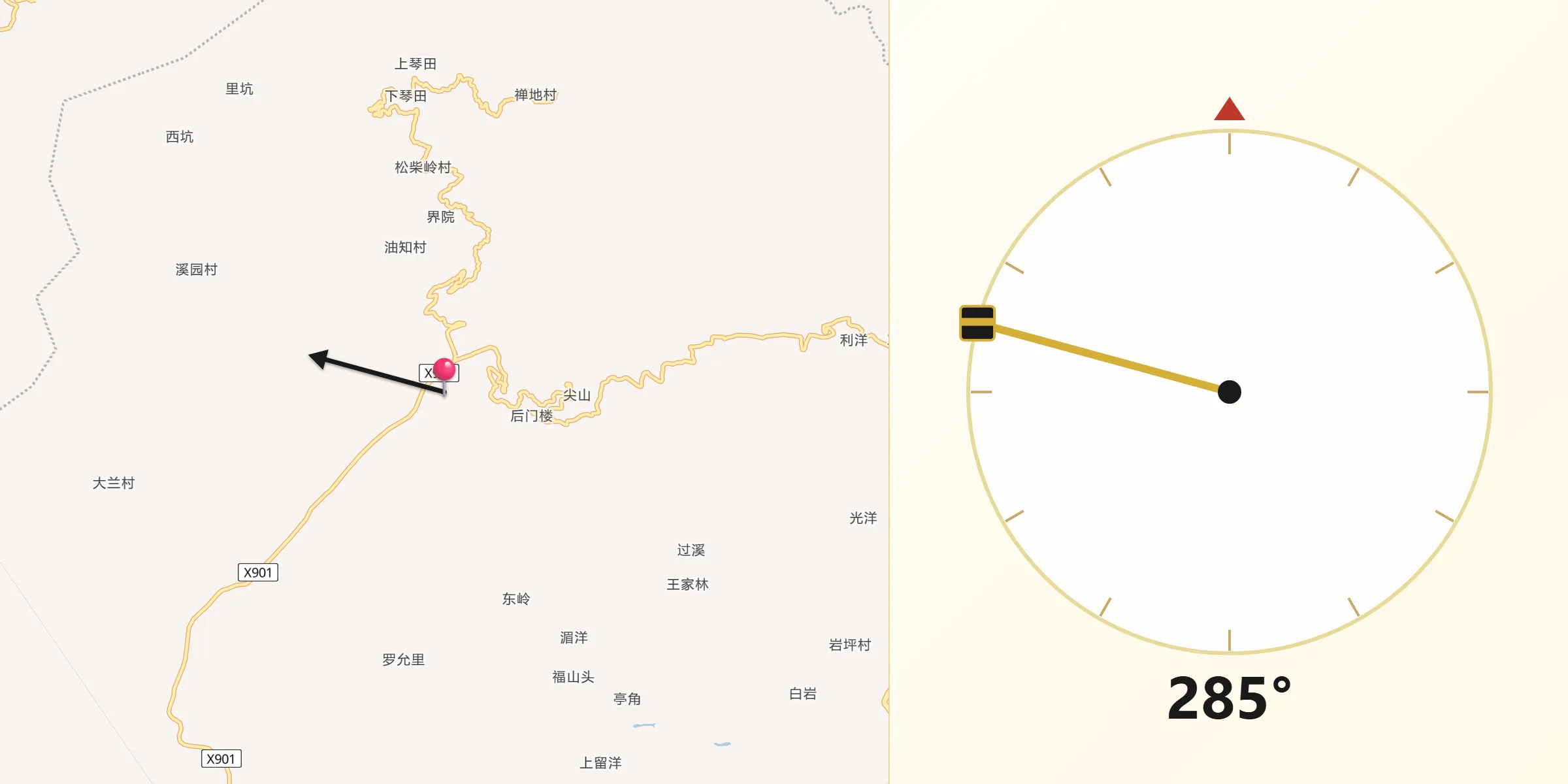 从赤溪镇朝向麦加的方向