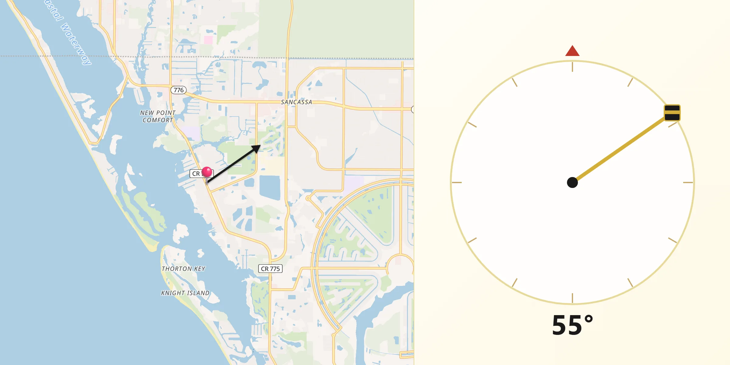 Qibla Direction from Grove City