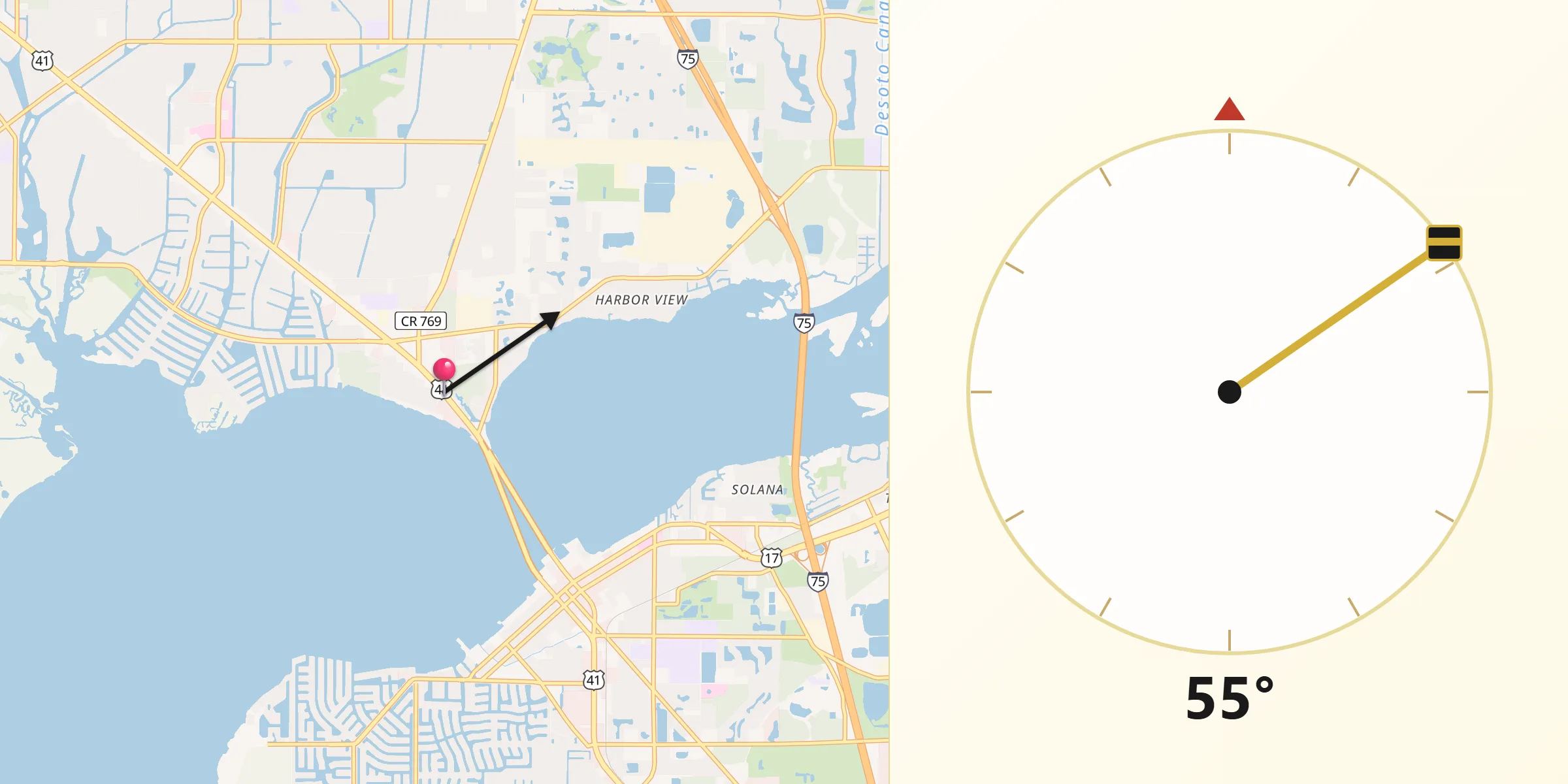 Qibla Direction from Charlotte Harbor