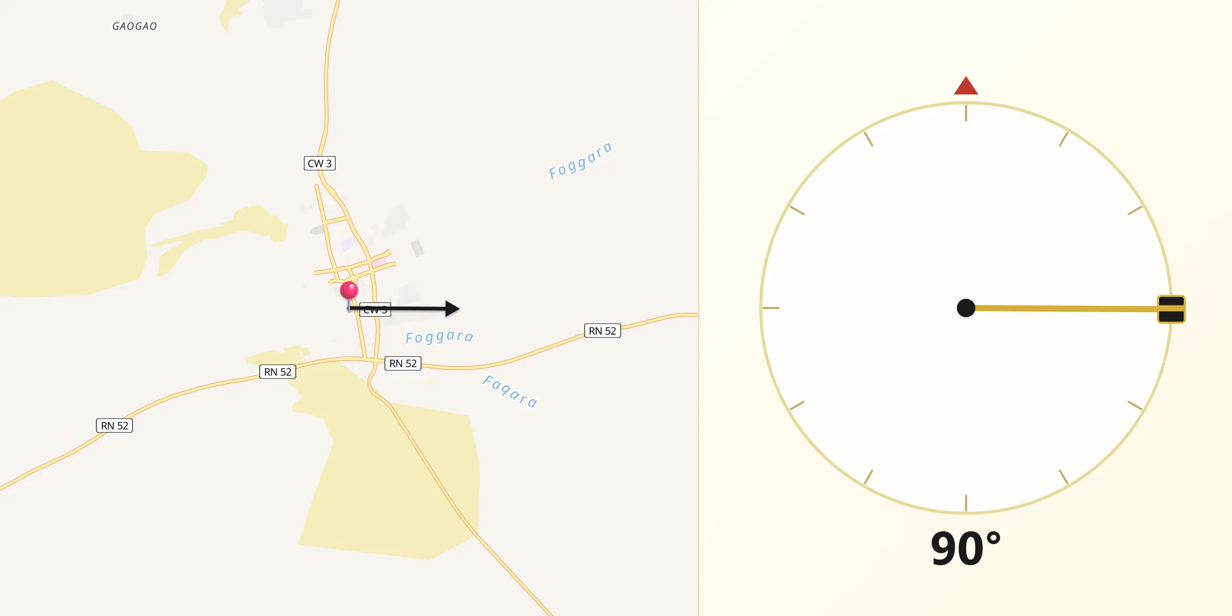 Direction vers la Qibla depuis Aoulef