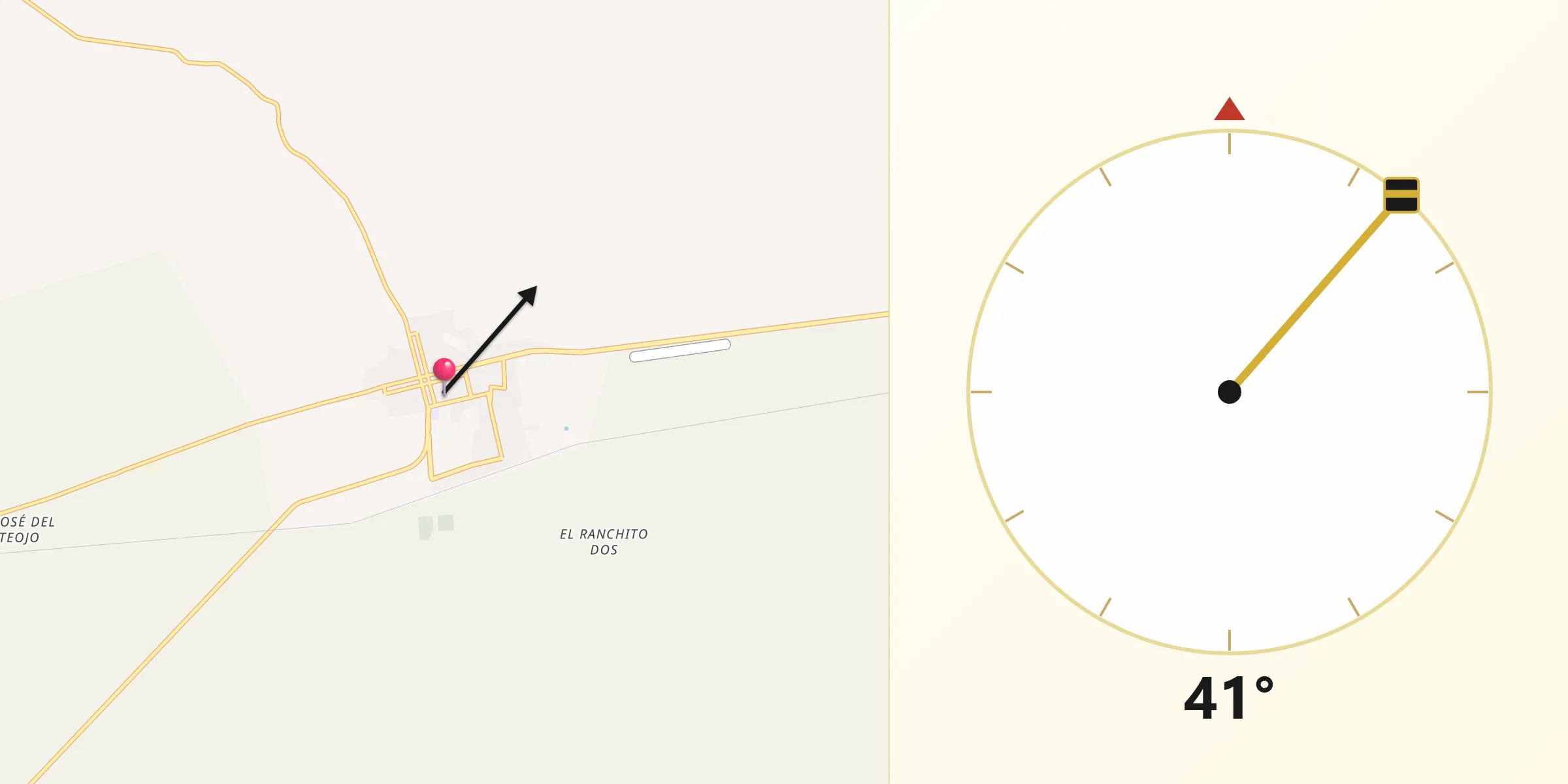 Dirección de la Qibla desde Cuatro Ciénegas de Carranza