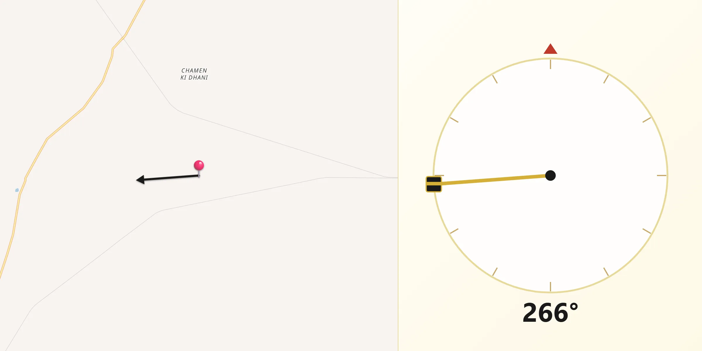 Qibla Direction from Jaisalmer