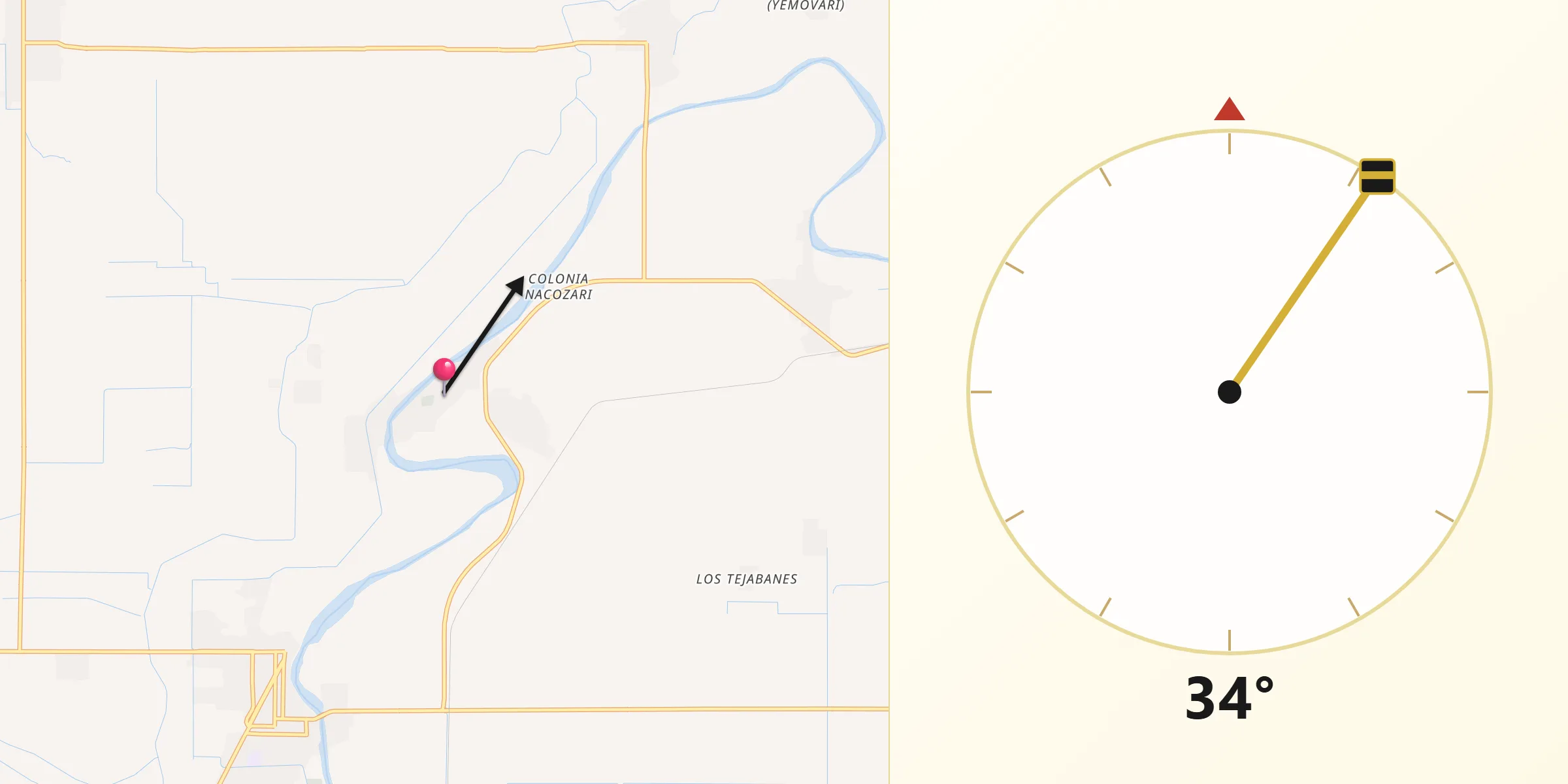 Dirección de la Qibla desde San Pedro Río Mayo
