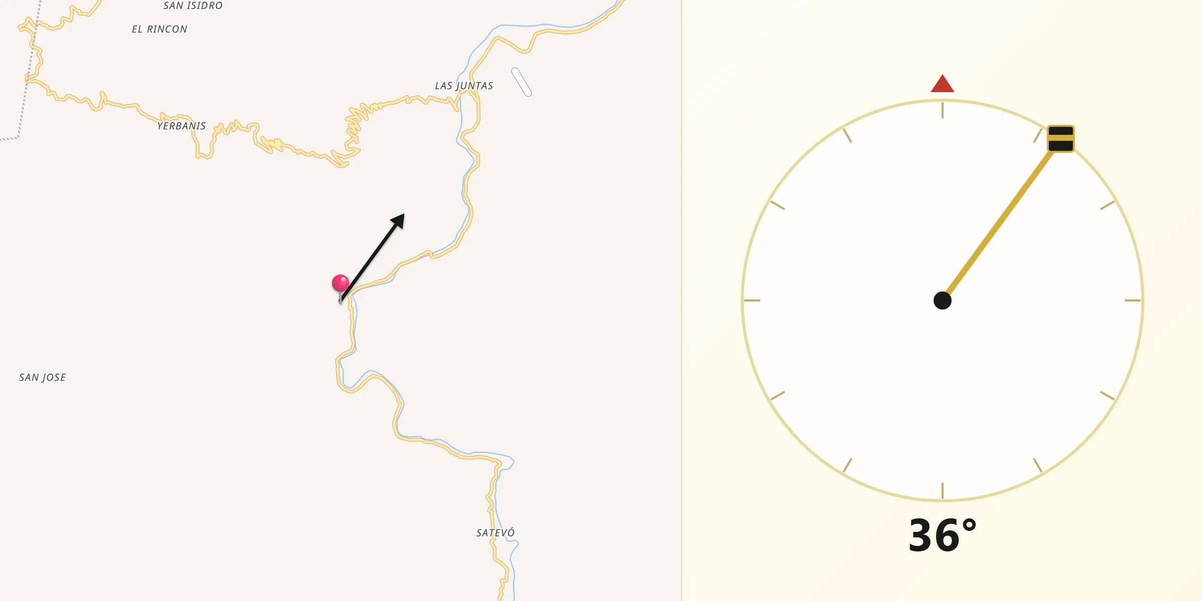 Dirección de la Qibla desde Batopilas