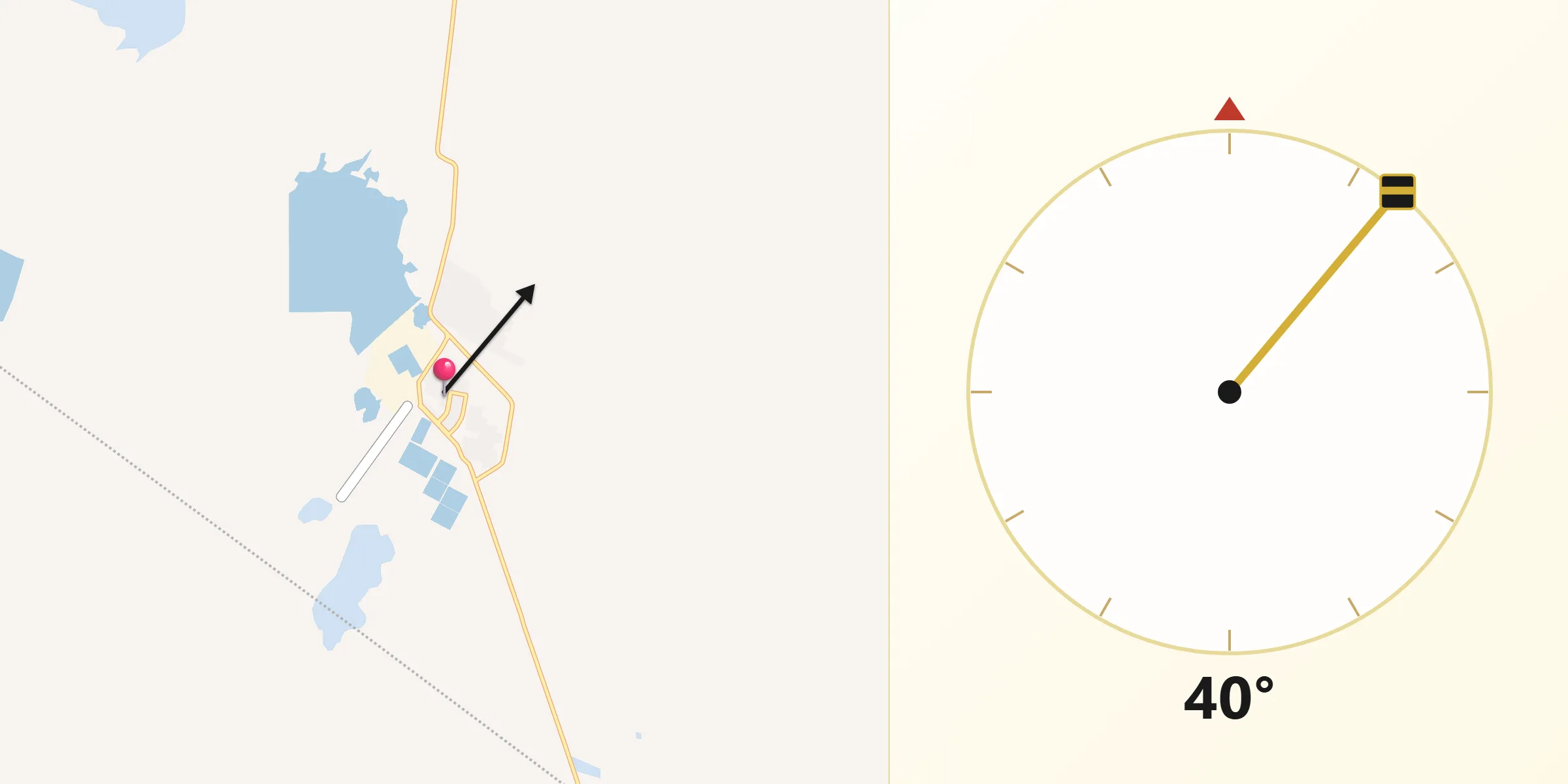 Dirección de la Qibla desde Laguna del Rey (Químicas del Rey)