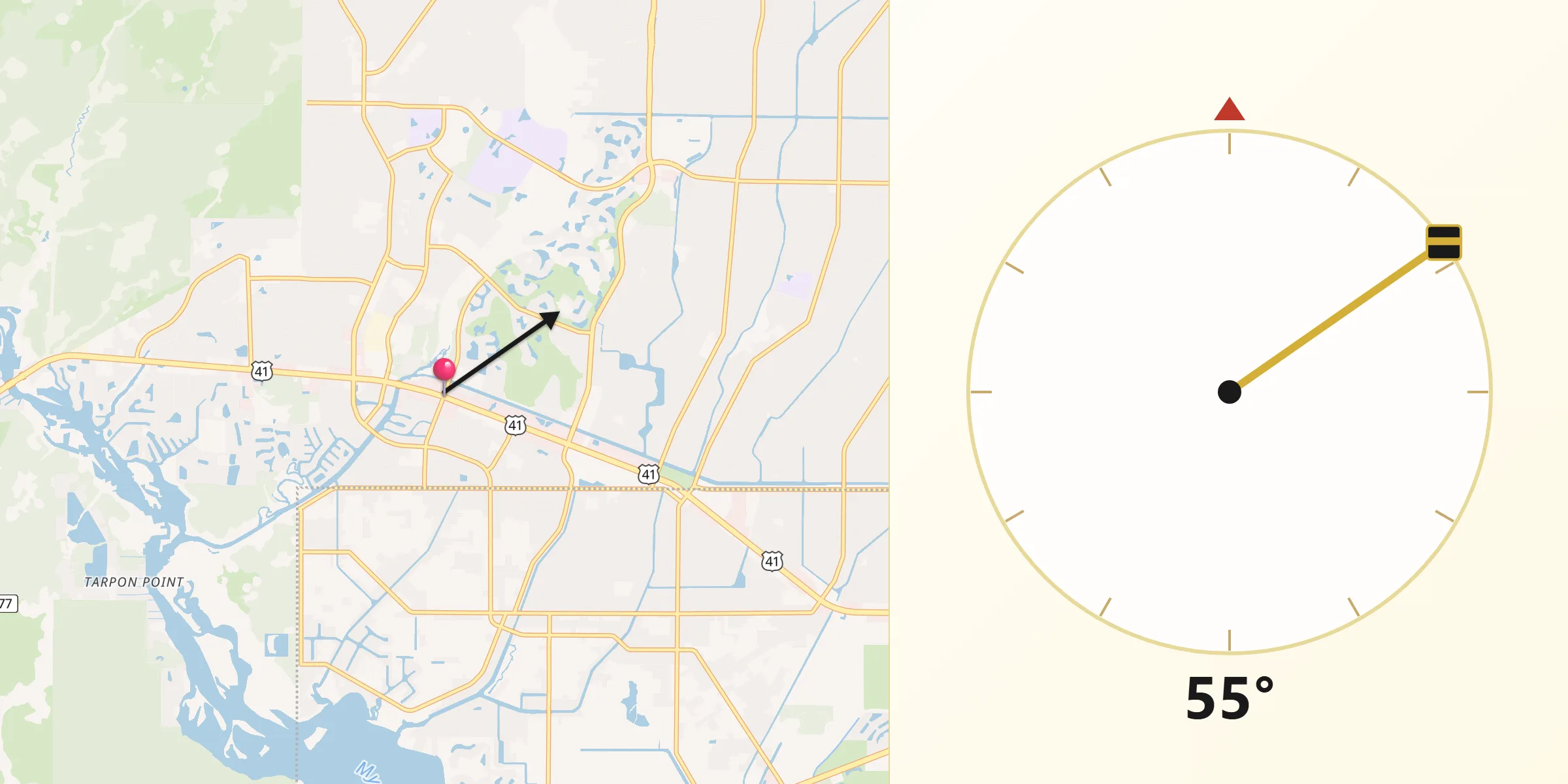 Qibla Direction from North Port