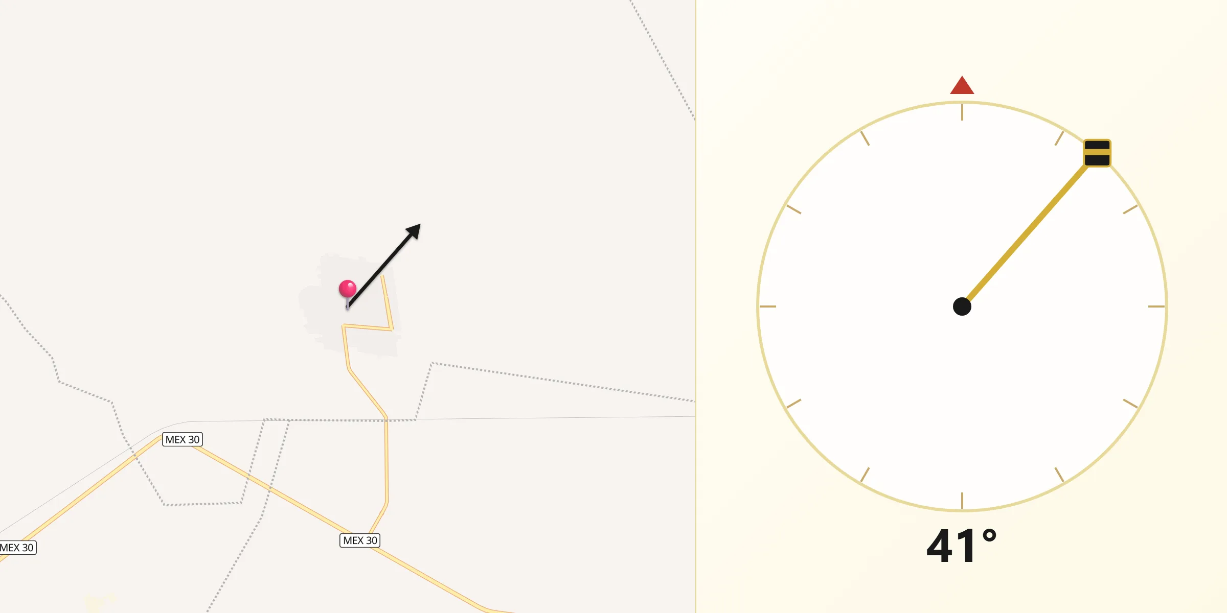 Dirección de la Qibla desde Lamadrid