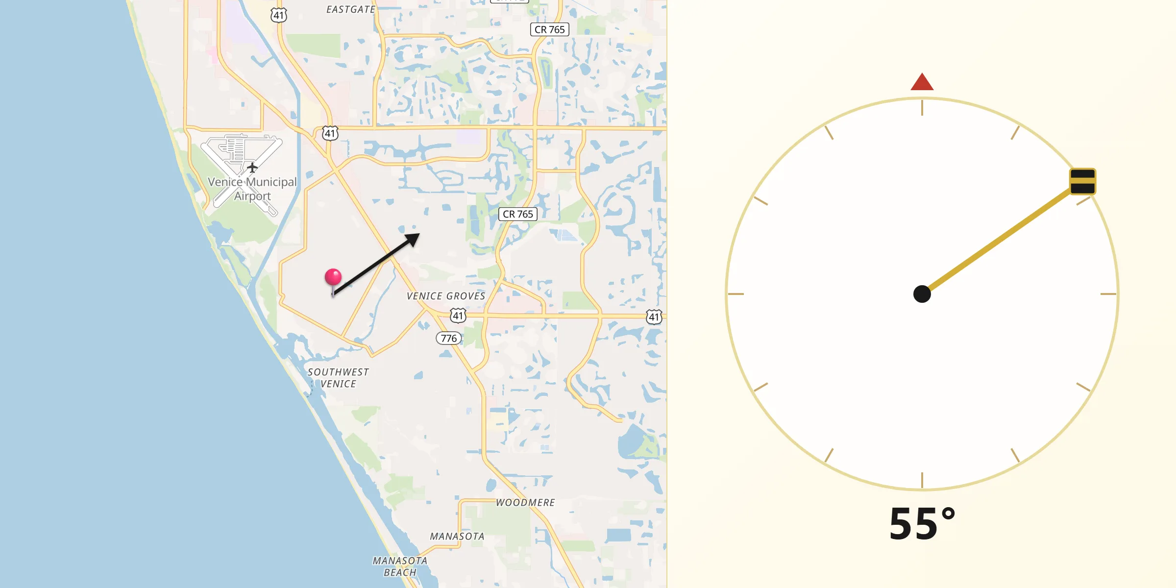 Qibla Direction from South Venice