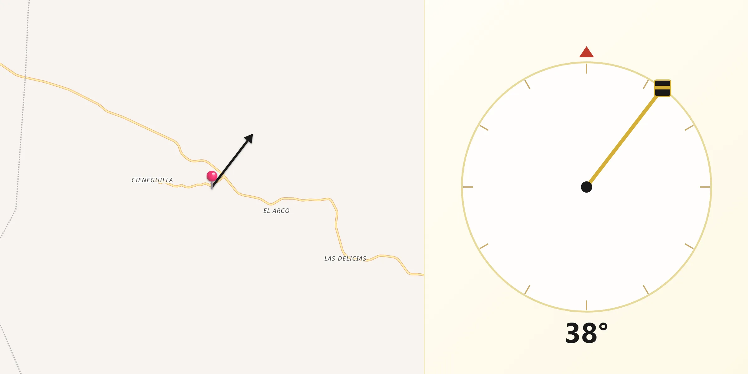 Dirección de la Qibla desde Huejotitán