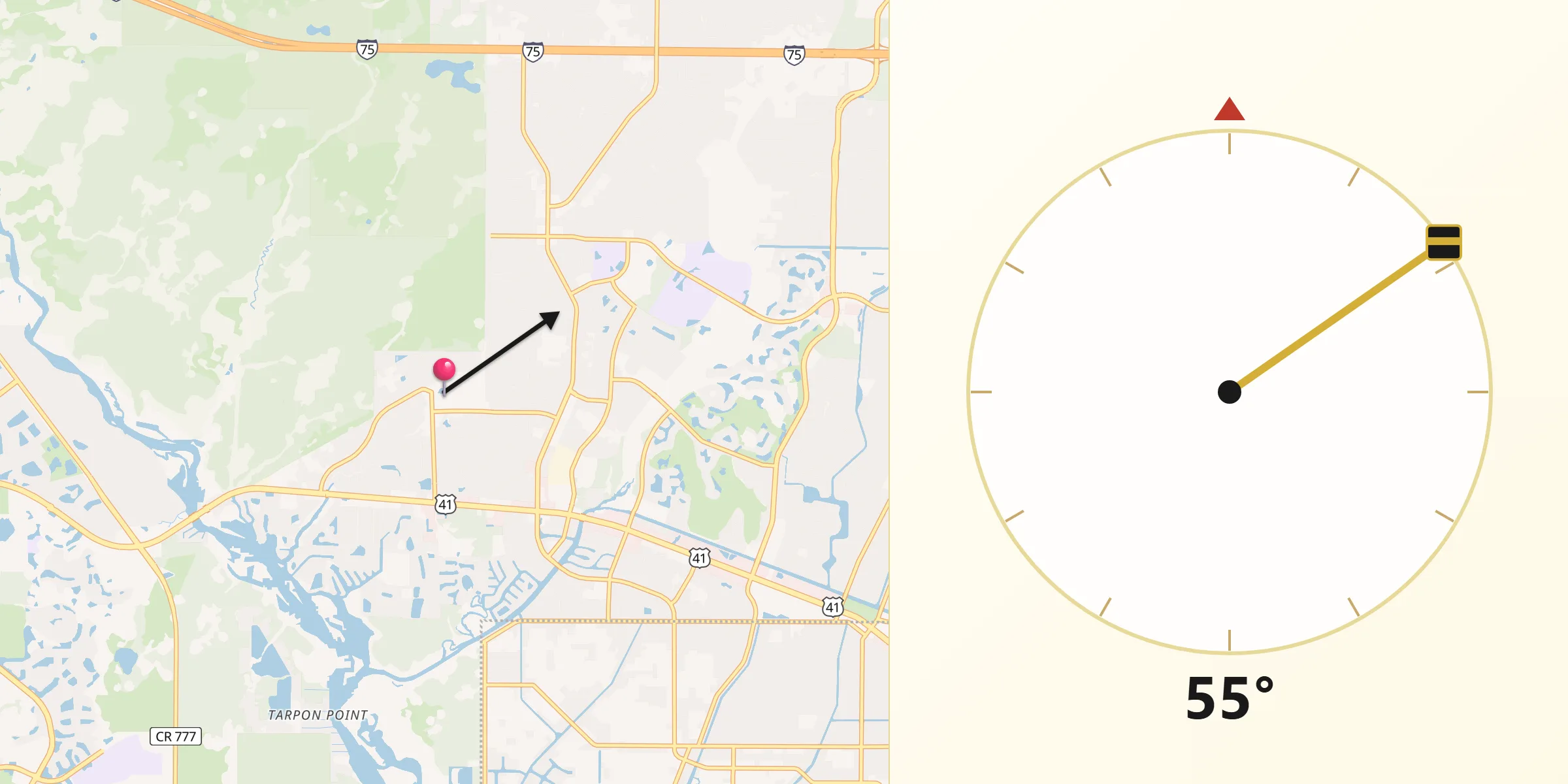 Qibla Direction from Warm Mineral Springs