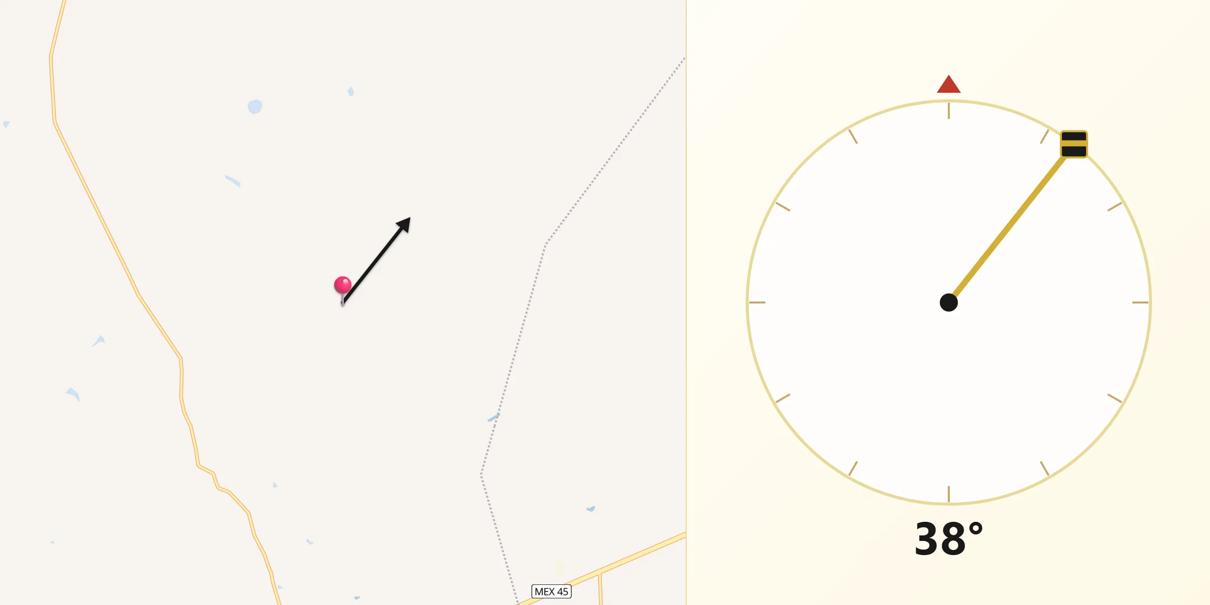 Dirección de la Qibla desde Allende