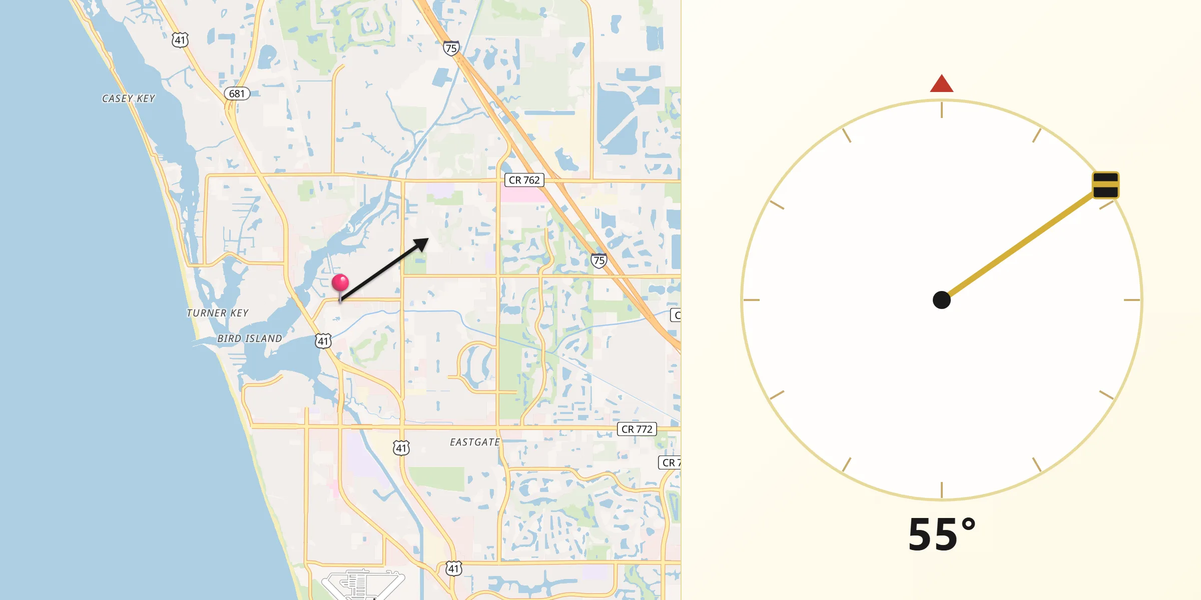 Qibla Direction from Nokomis
