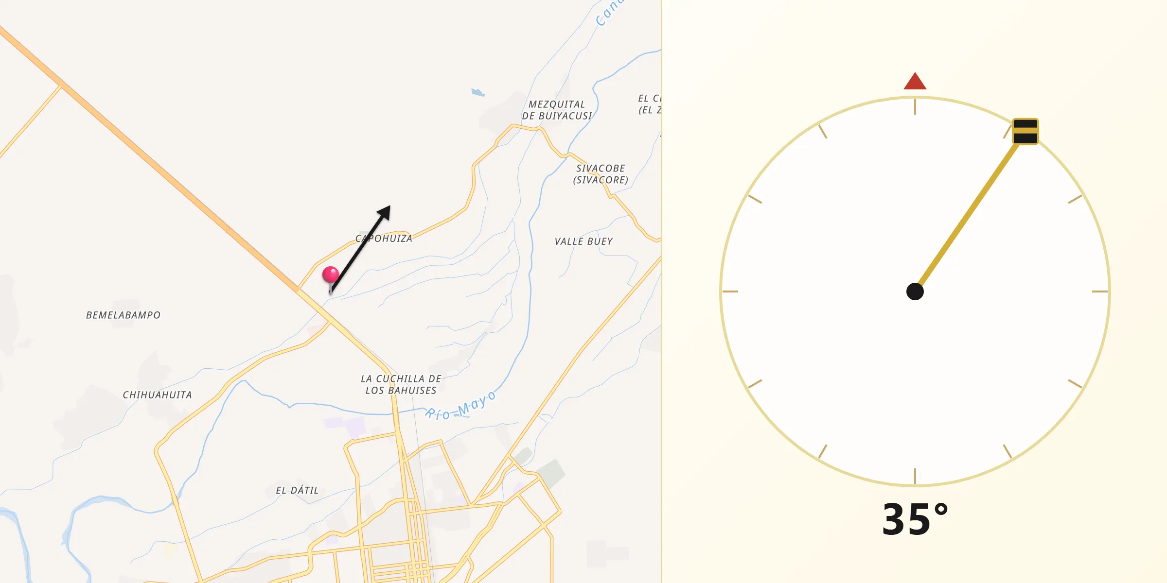 Dirección de la Qibla desde Loma del Refugio